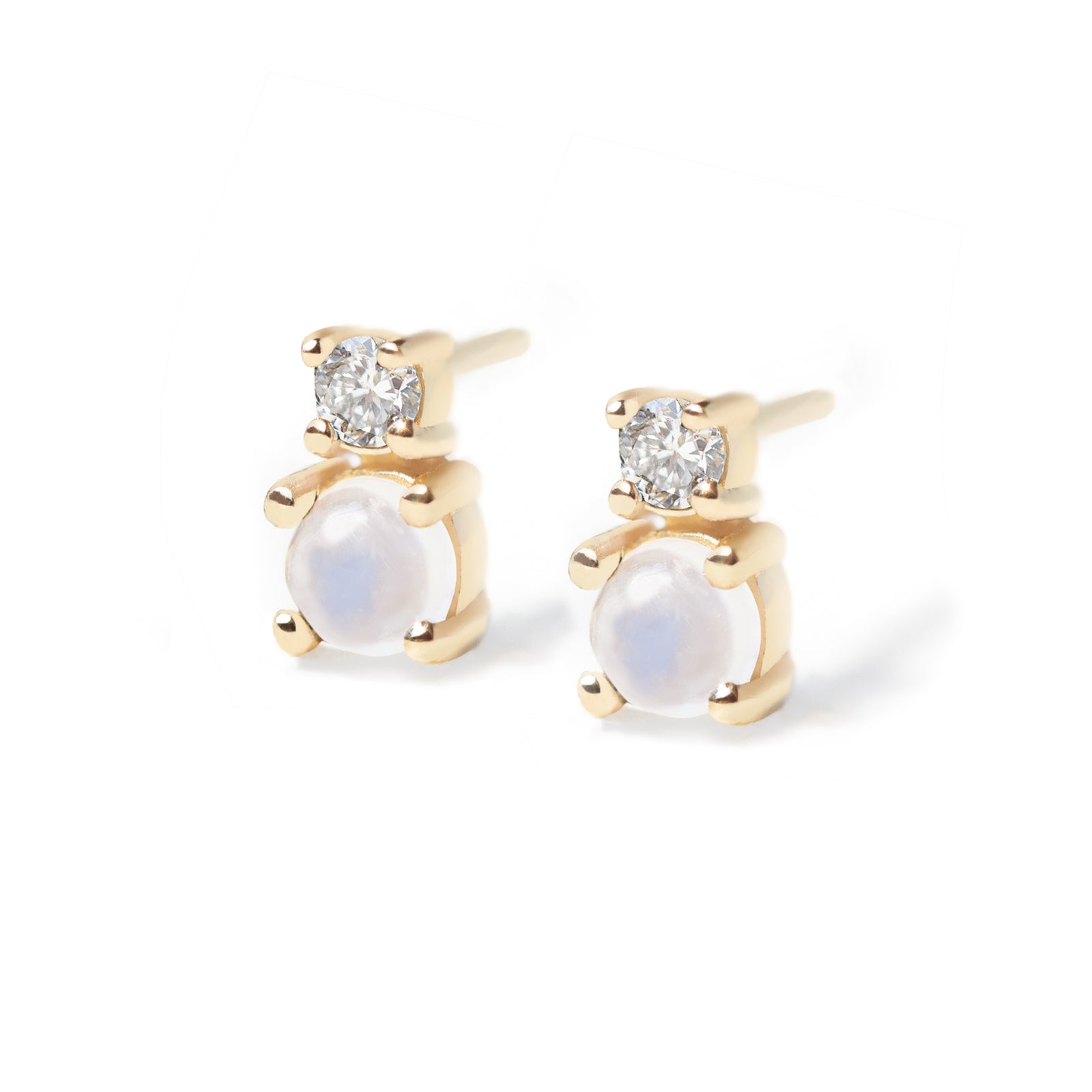 Add a playful touch to your everyday look with the Mini Moonstone Diamond Earrings. The magical moonstone and sparkly diamonds make these earrings perfect for any occasions. 