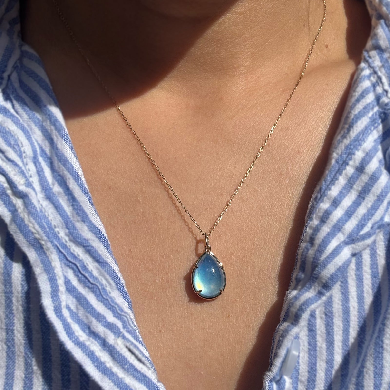 Aquamarine Double-Sided Drop Necklace