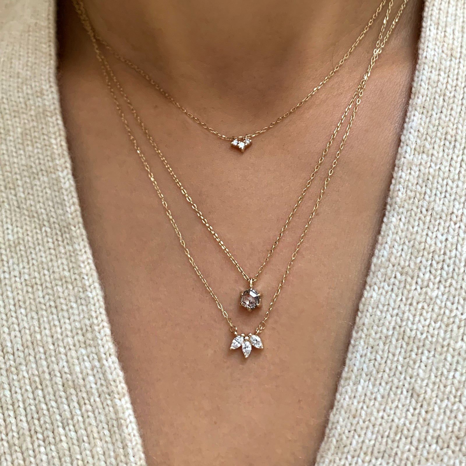 Jamie Park Jewelry - 0.47ct. Salt and Pepper Diamond Necklace https://jamieparkjewelry.com/products/0-47ct-salt-and-pepper-diamond-necklace This remarkable necklace holds a 0.47ct. Salt and Pepper Diamond, exhibiting a luxurious matrix and clarity that brings out its natural beauty. Its unique cut makes the diamond appear larger than its stated size, radiating a dazzling shimmer that is sure to turn heads.