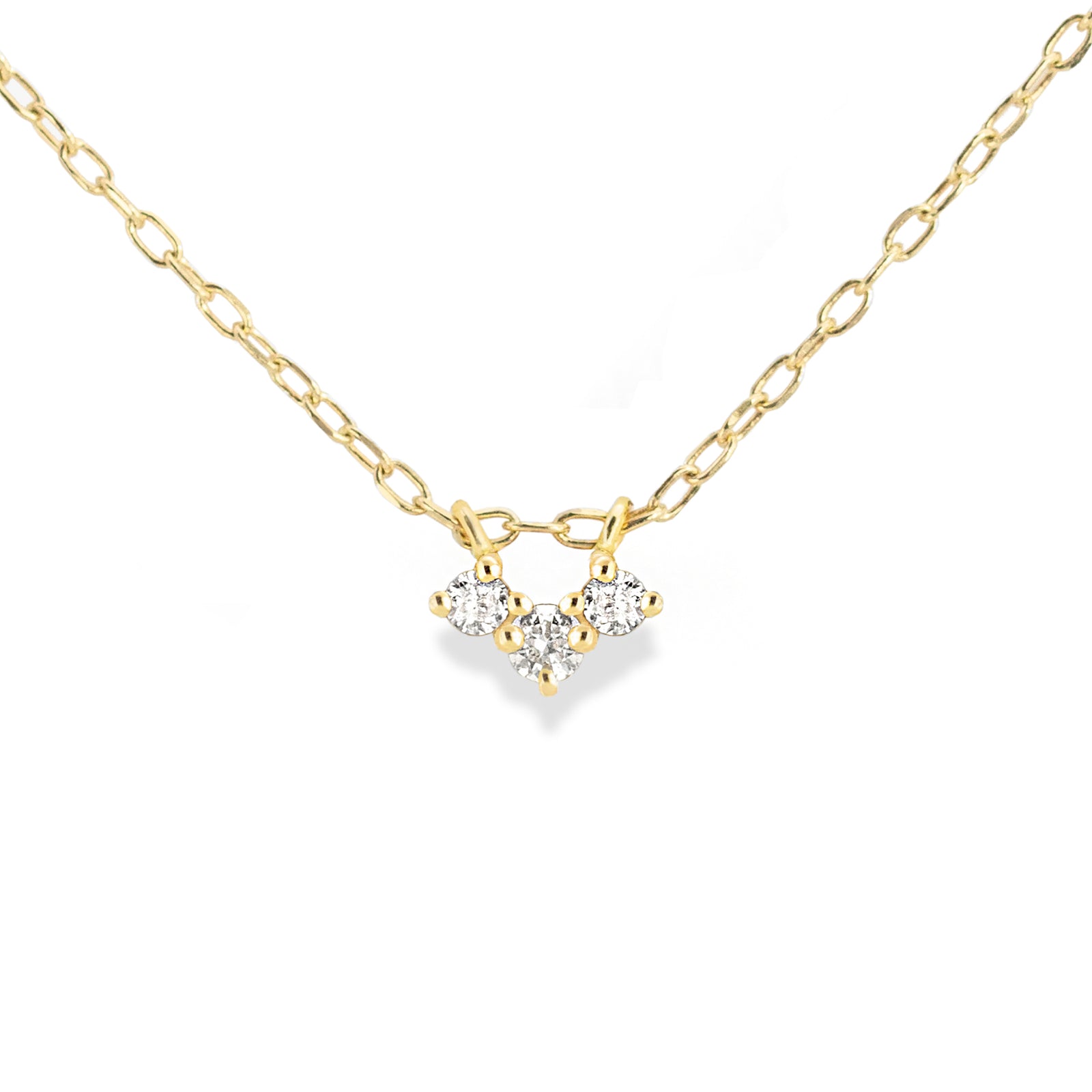 Jamie Park Jewelry - Three Diamond Necklace Upgrade everyday looks with this classic dainty diamond necklace. Perfect for day or night, this piece is perfect for wearing on special occasions or adding a touch of sparkles&nbsp;to your everyday look.