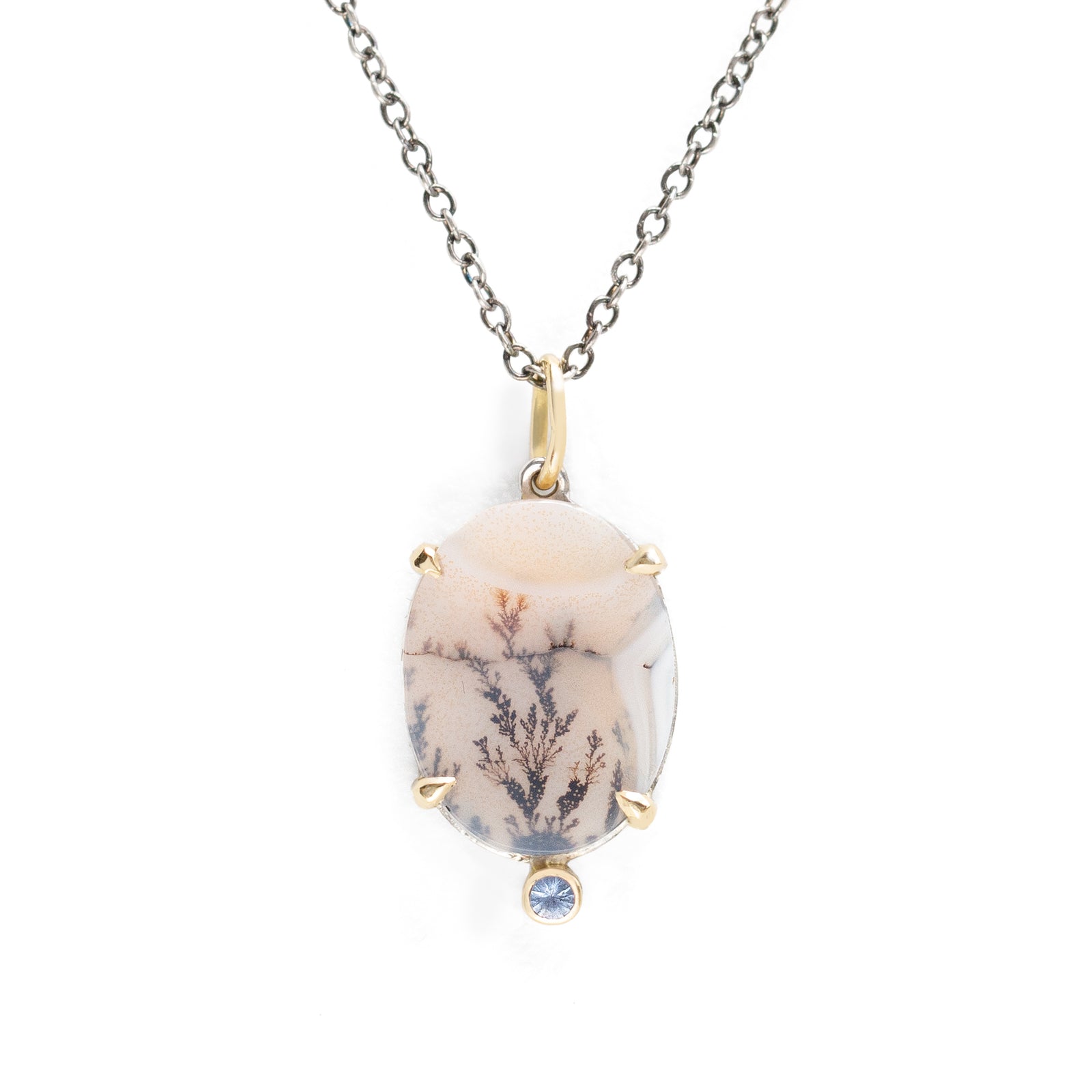 Landscape Agate & Sapphire Necklace