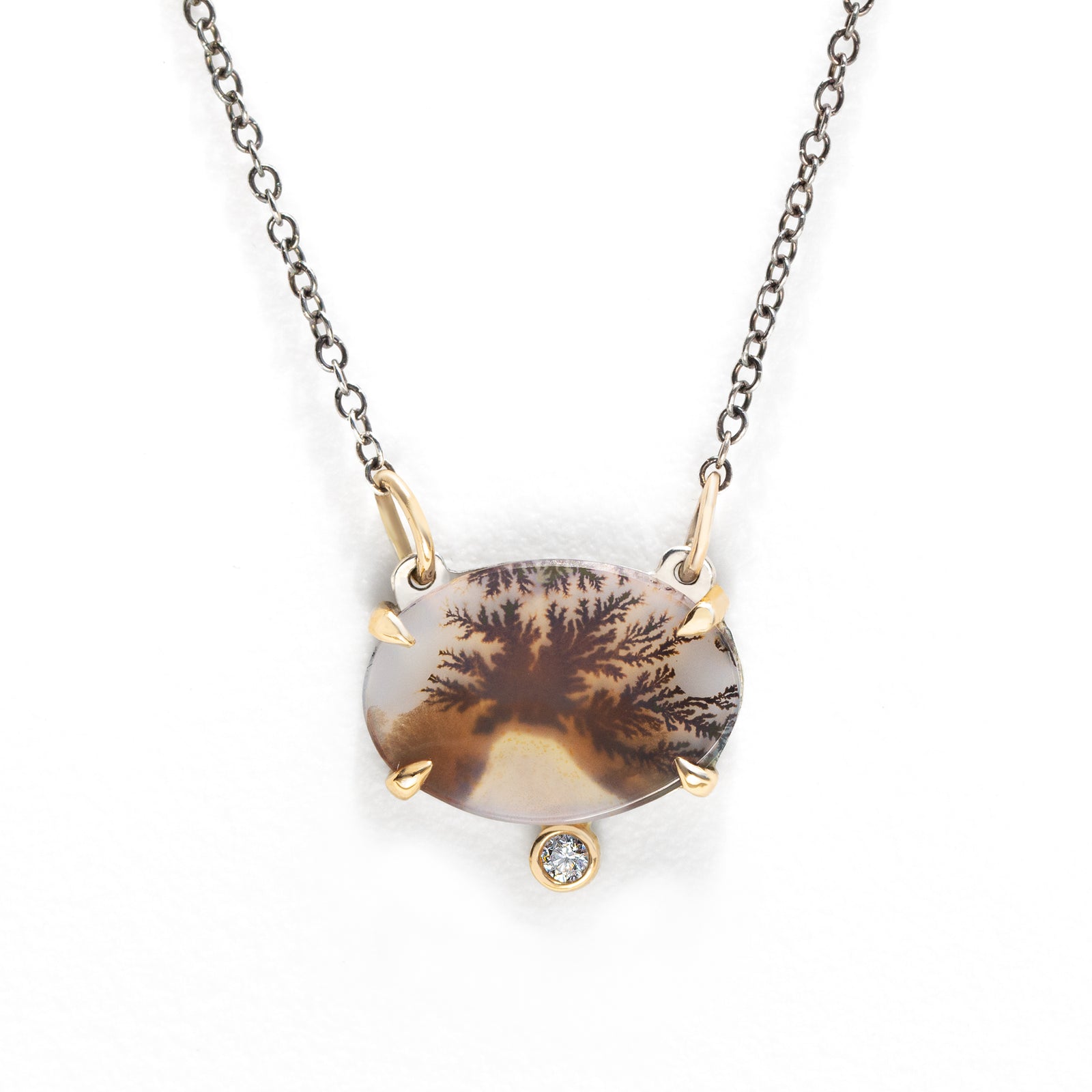 Landscape Agate & Diamond Necklace