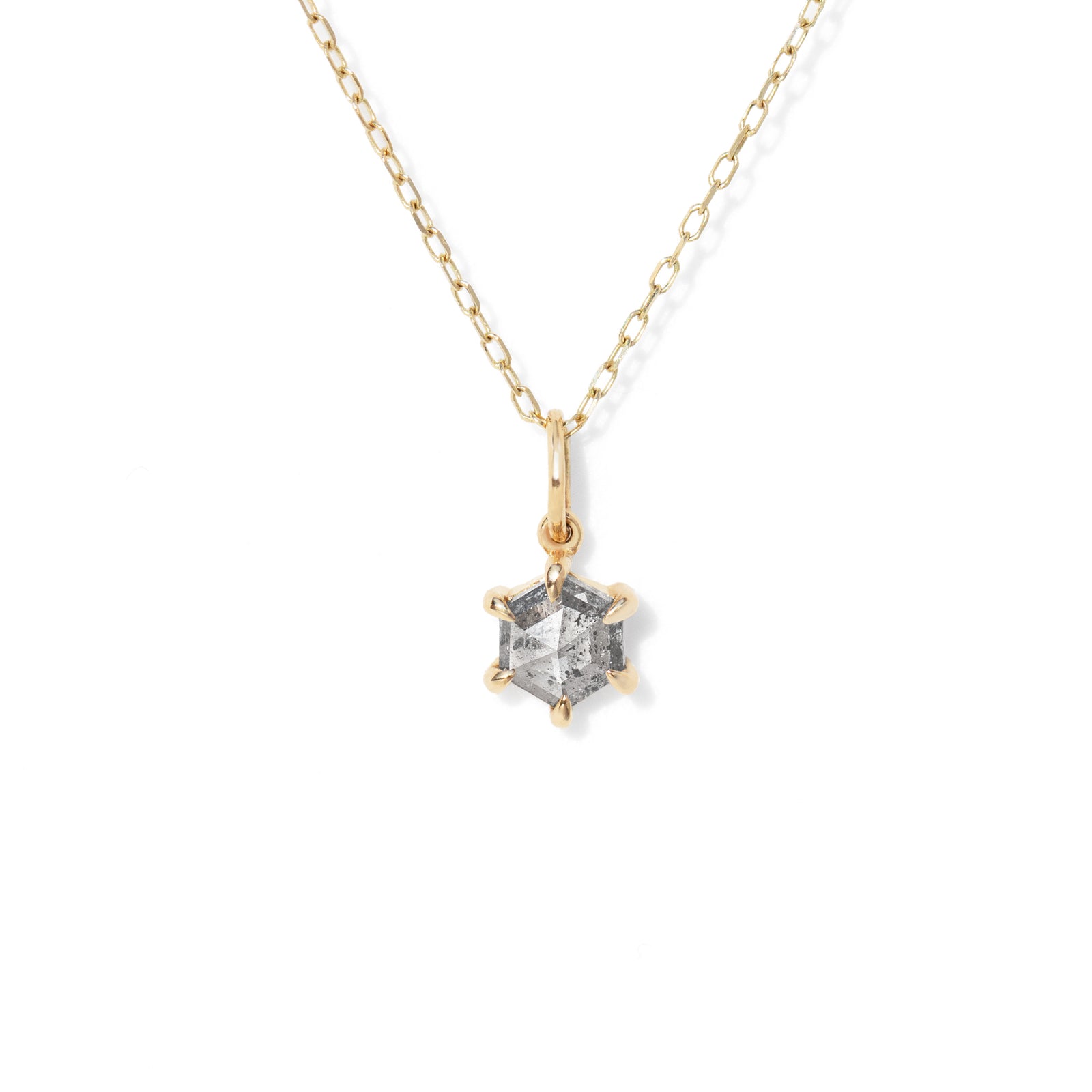 Hexagon Salt and Pepper Diamond Necklace