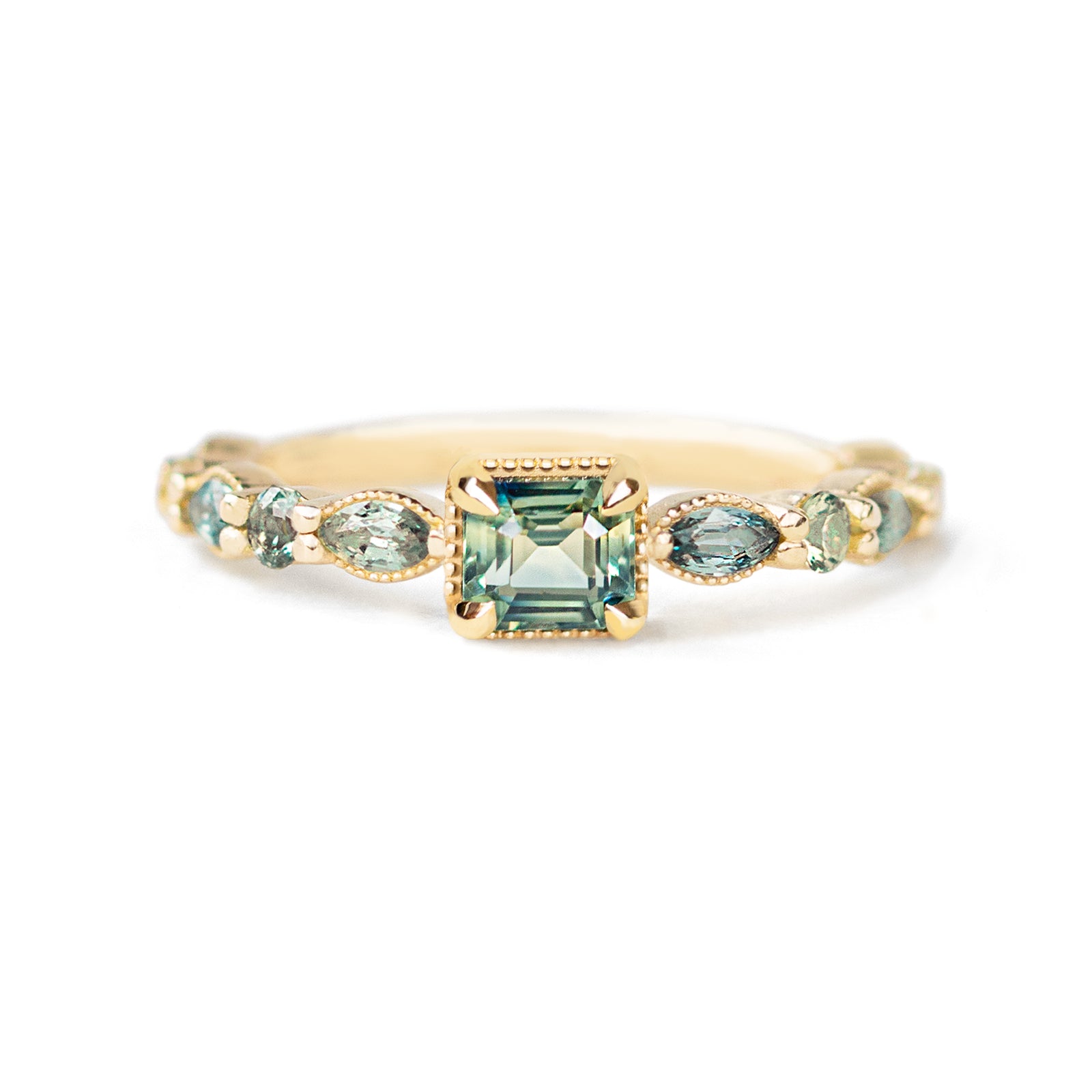 Jamie Park Jewelry - 3/4 ct. Asscher Cut Parti Sapphire Ring