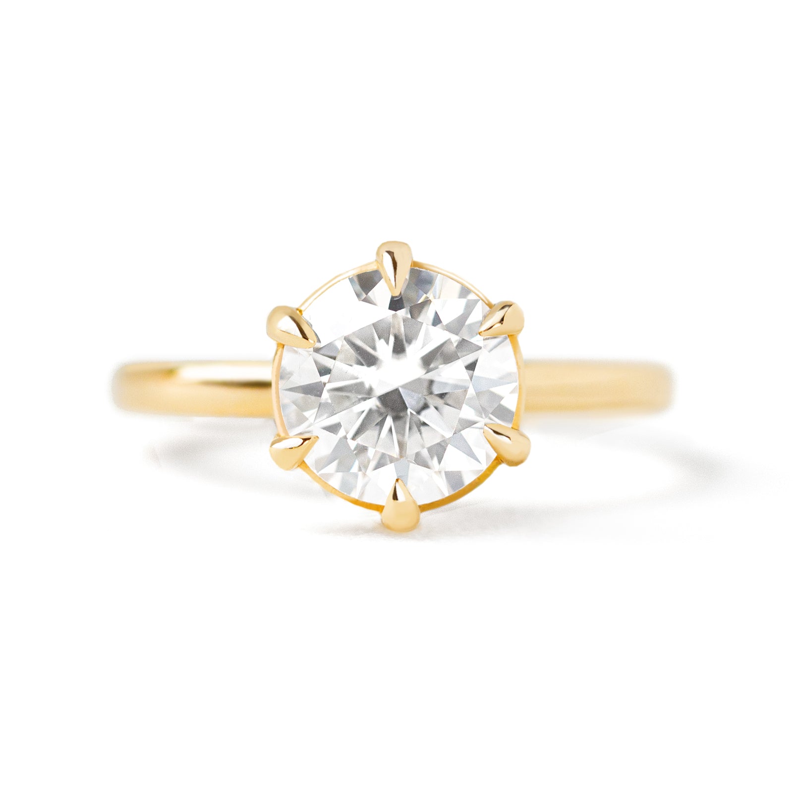 Jamie Park Jewelry -2ct. Peonia Round Six Prong Solitaire Ring - Lab White Sapphire/ Moissanite