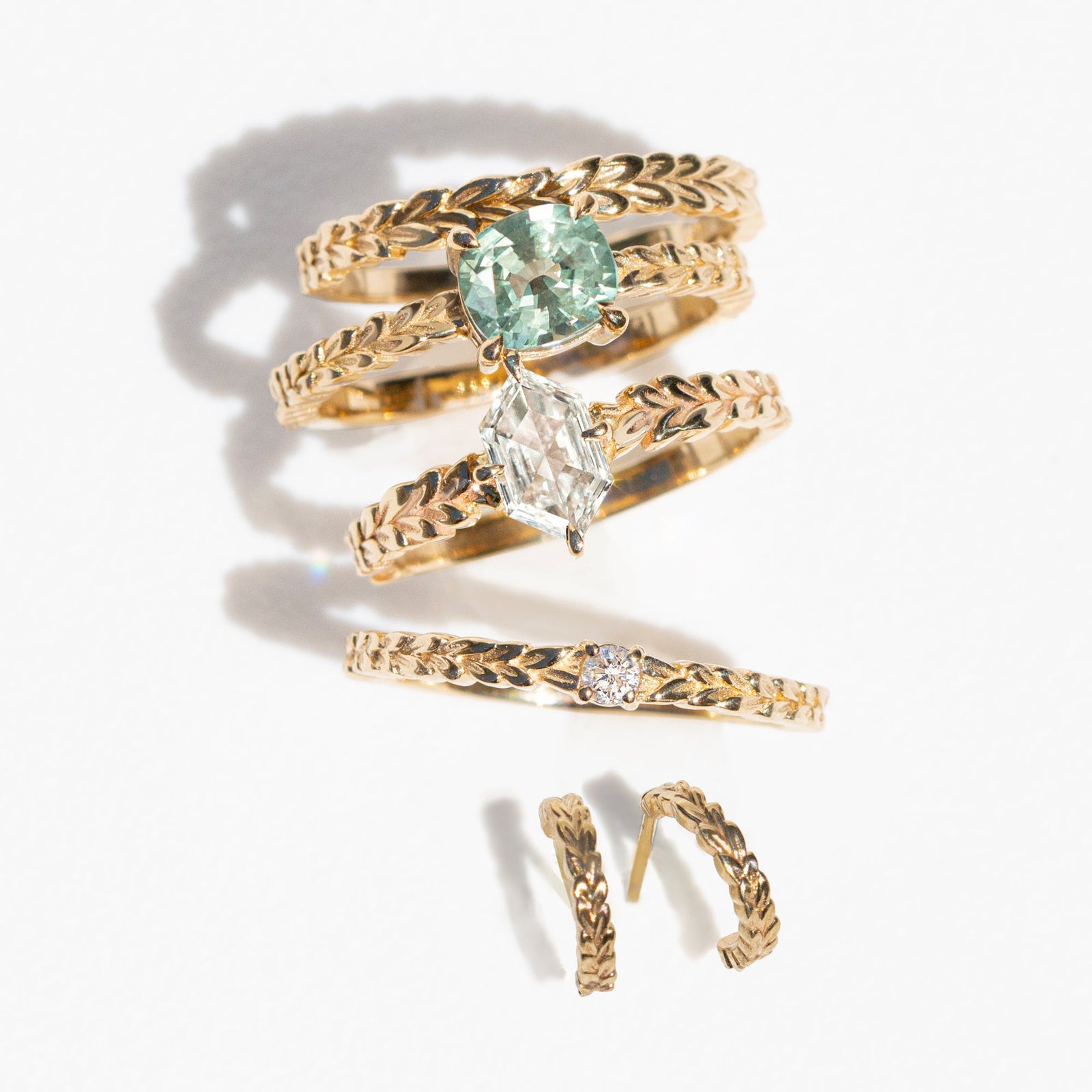 Jamie Park Jewelry - Meadow Birthstone Ring Celebrate your or special one's birthday with the Meadow Birthstone Ring in 14K gold. This versatile ring features the intricate Meadow pattern, adding effortless elegance to your everyday outfits. With its sophisticated design, it's the perfect choice for any occasion - from casual to formal. 
