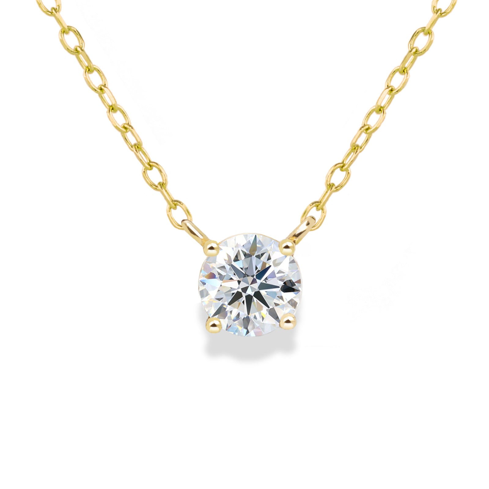Jamie Park Jewelry - Round Diamond Solitaire Necklace This Round Diamond Solitaire Necklace features a sparkling lab diamond, set in a classic four prong design. With each diamond certified by IGI, this necklace makes for a timeless and cherished gift, perfect for any special occasion. Add a touch of elegance to any outfit with this beautiful piece. Chain length 16-18"&nbsp;