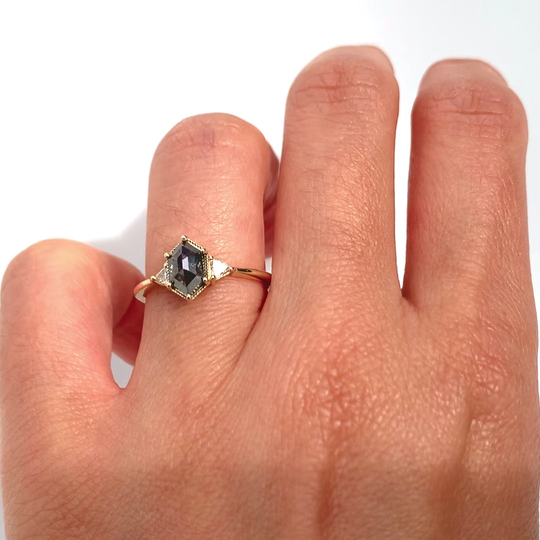 Jamie Park Jewelry -1.13 tcw. Hexagon Cut Salt and Pepper Diamond Ring