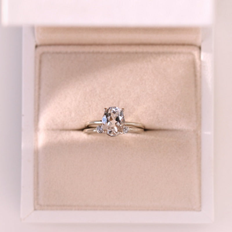Luna Ring, White Sapphire Engagement Ring by Jamie Park Jewelry
