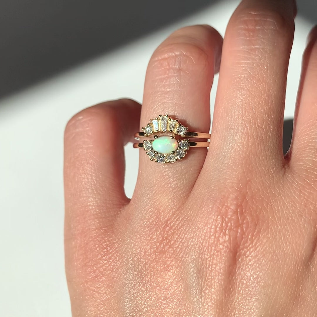 Oval Opal Diamond Ring Set