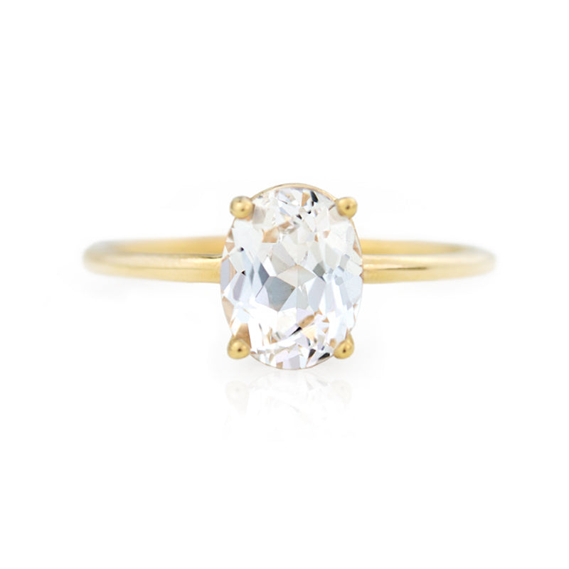 14K Oval White Sapphire Luna Ring by Jamie Park