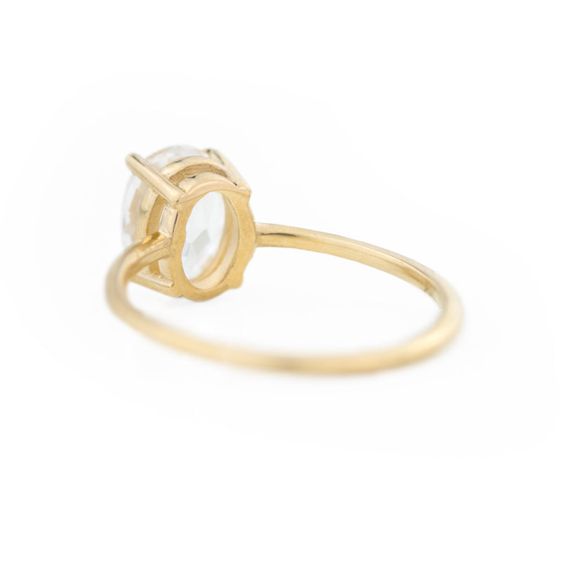 14K Oval White Sapphire Luna Ring by Jamie Park