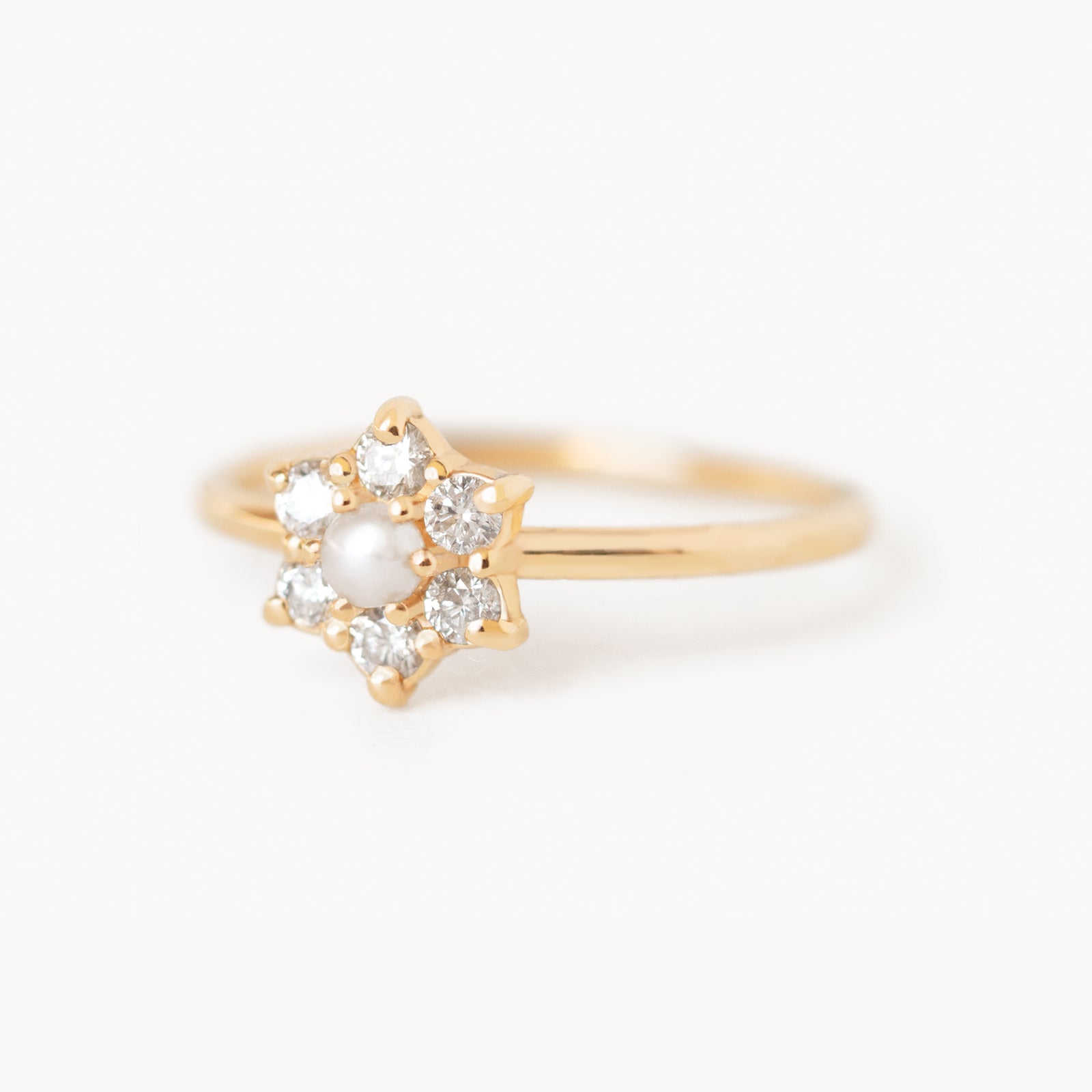 Jamie Park Jewelry -Diamond Pearl Daisy Ring