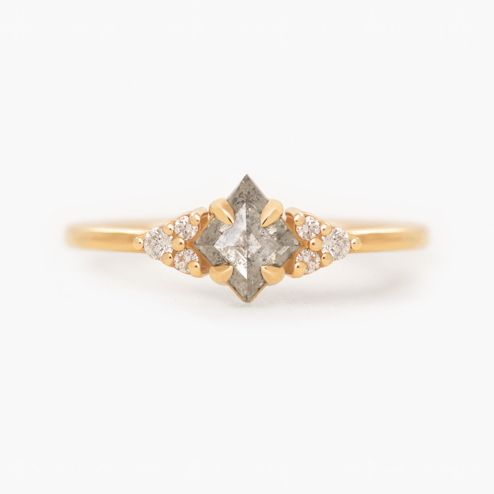 Jamie Park Jewelry - 0.68CTW Kite Cut Salt and Pepper Diamond Ring