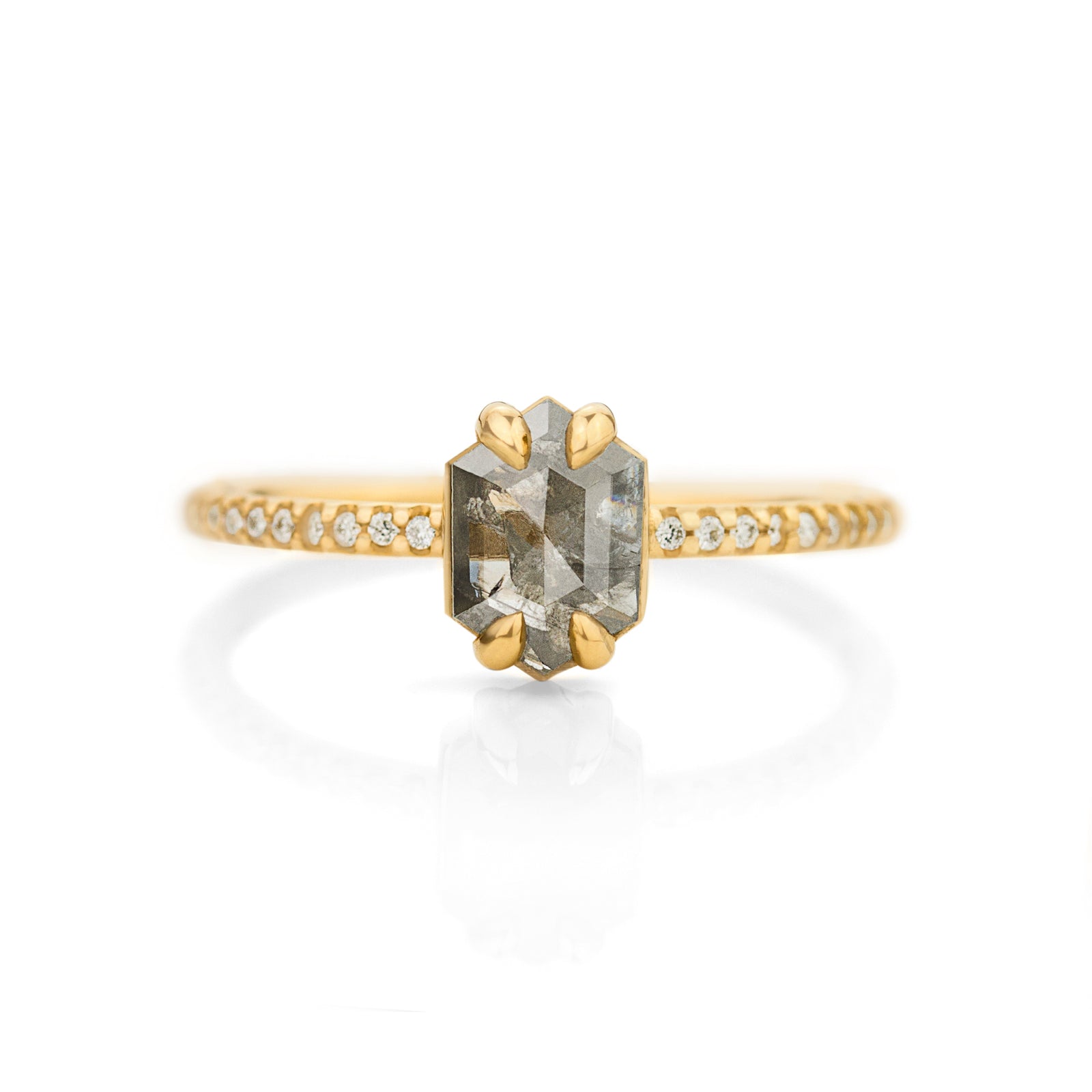 Jamie Park Jewelry - Hexagon Salt and Pepper Riley Ring