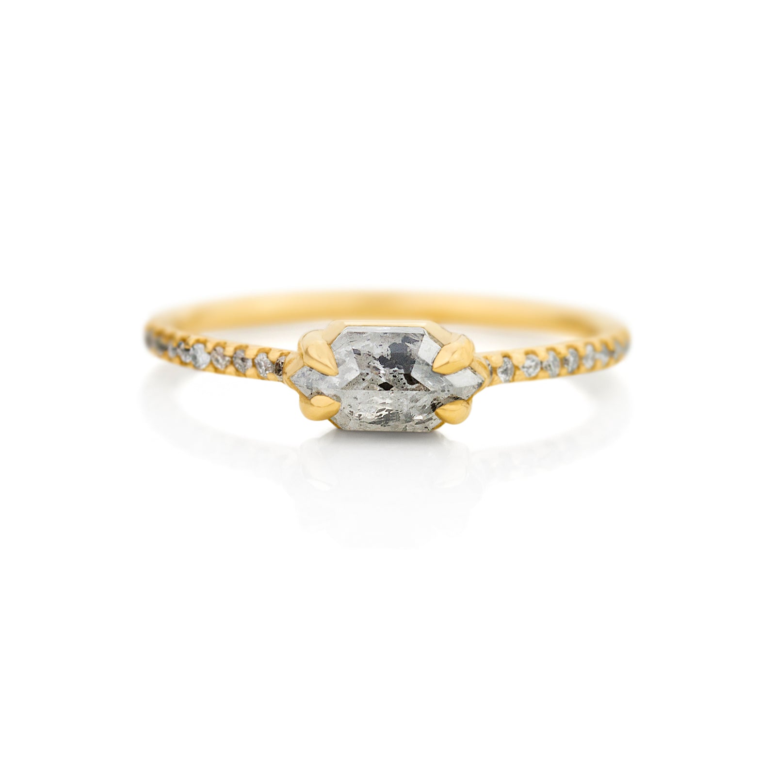 Jamie Park Jewelry - Hexagon Salt and Pepper Diamond Ring