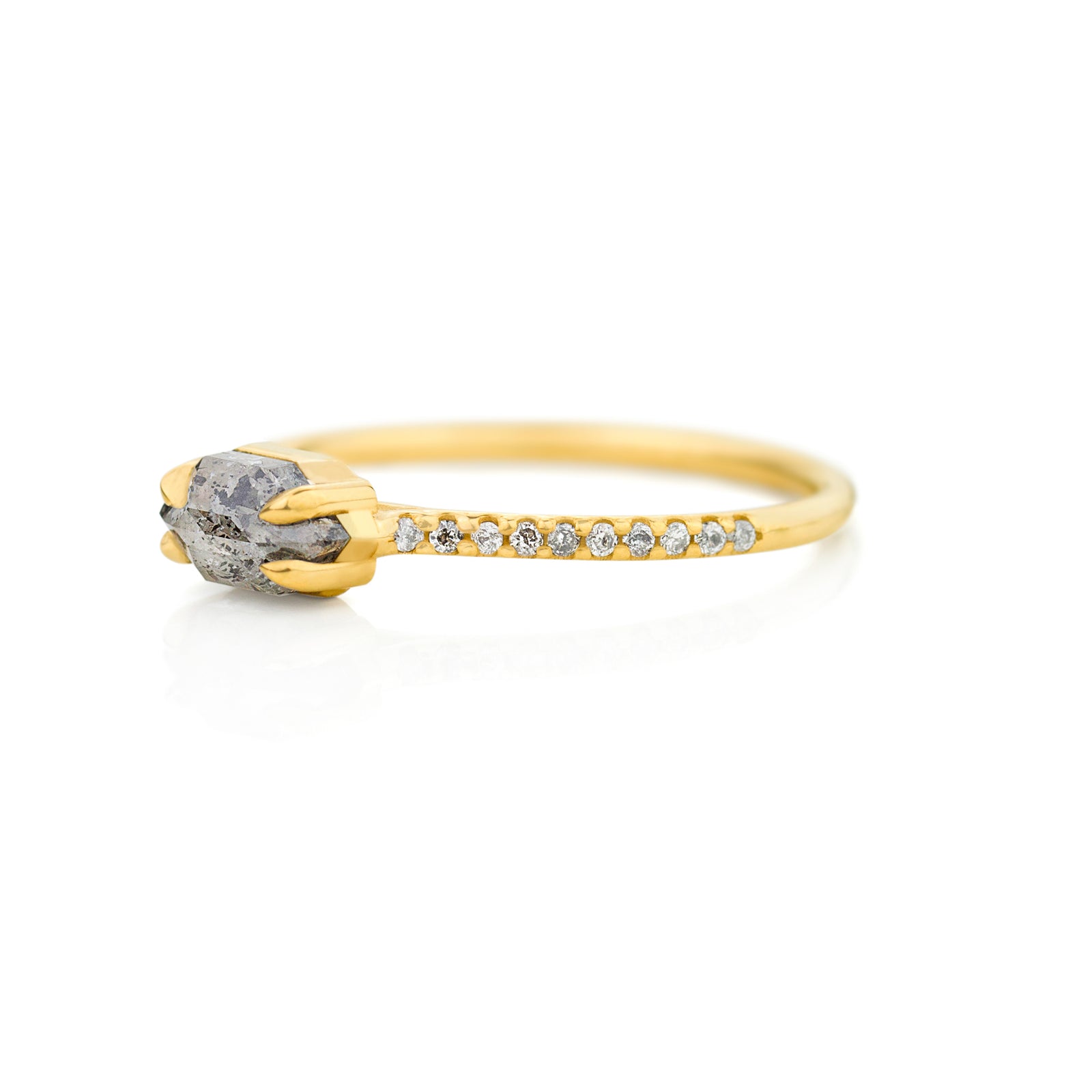 Jamie Park Jewelry - Hexagon Salt and Pepper Diamond Ring
