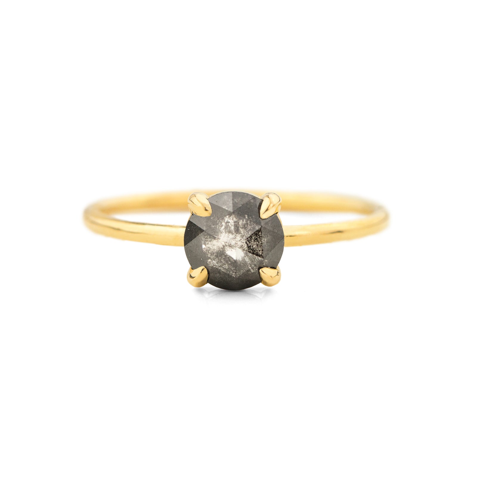 Round 0.8CT Salt and Pepper Diamond Ring