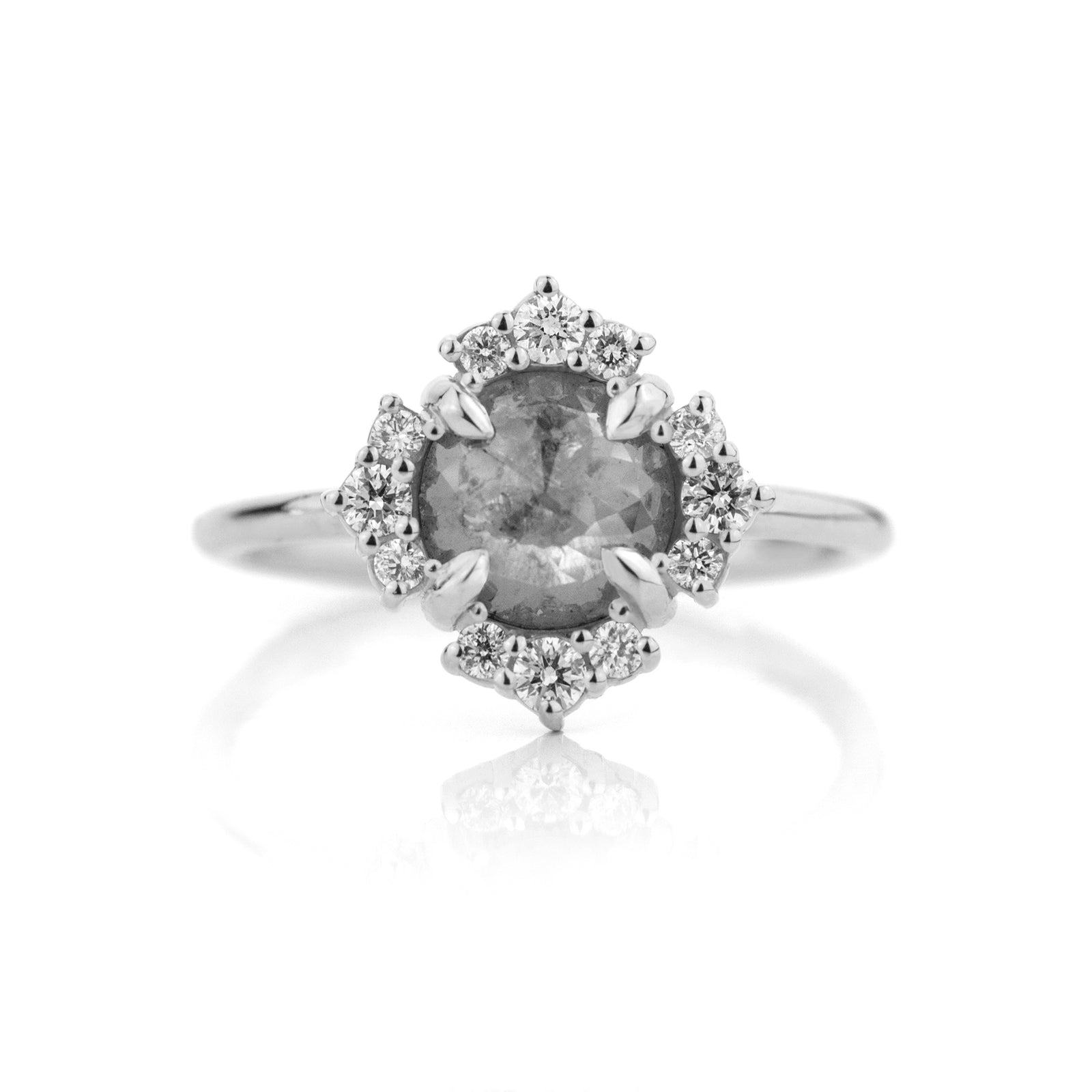 1.10 CT Four Leaf Halo Diamond Ring