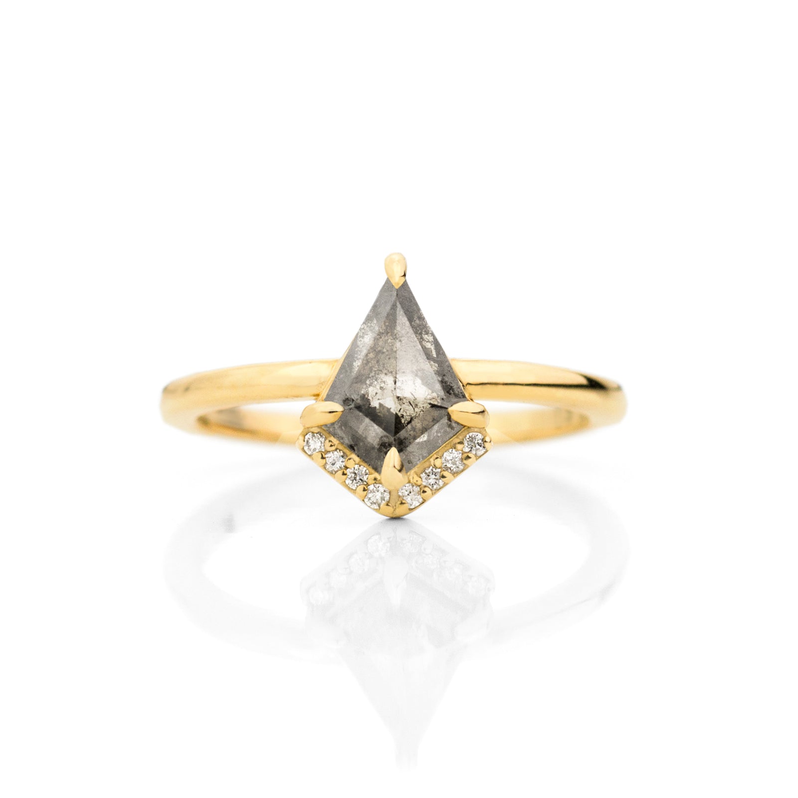 Half Halo Kite Cut Diamond Ring by Jamie Park Jewelry