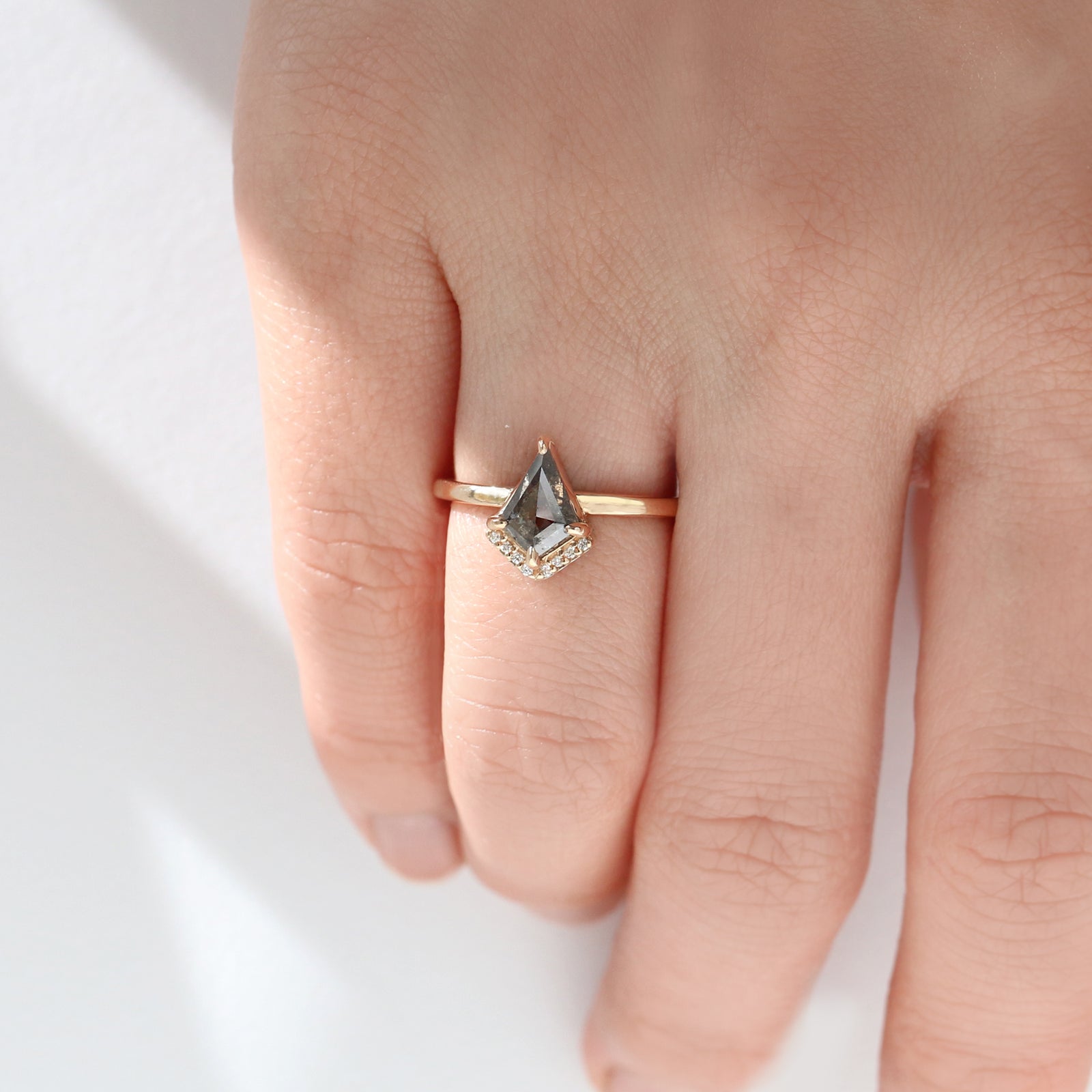 Half Halo Kite Cut Diamond Ring by Jamie Park Jewelry