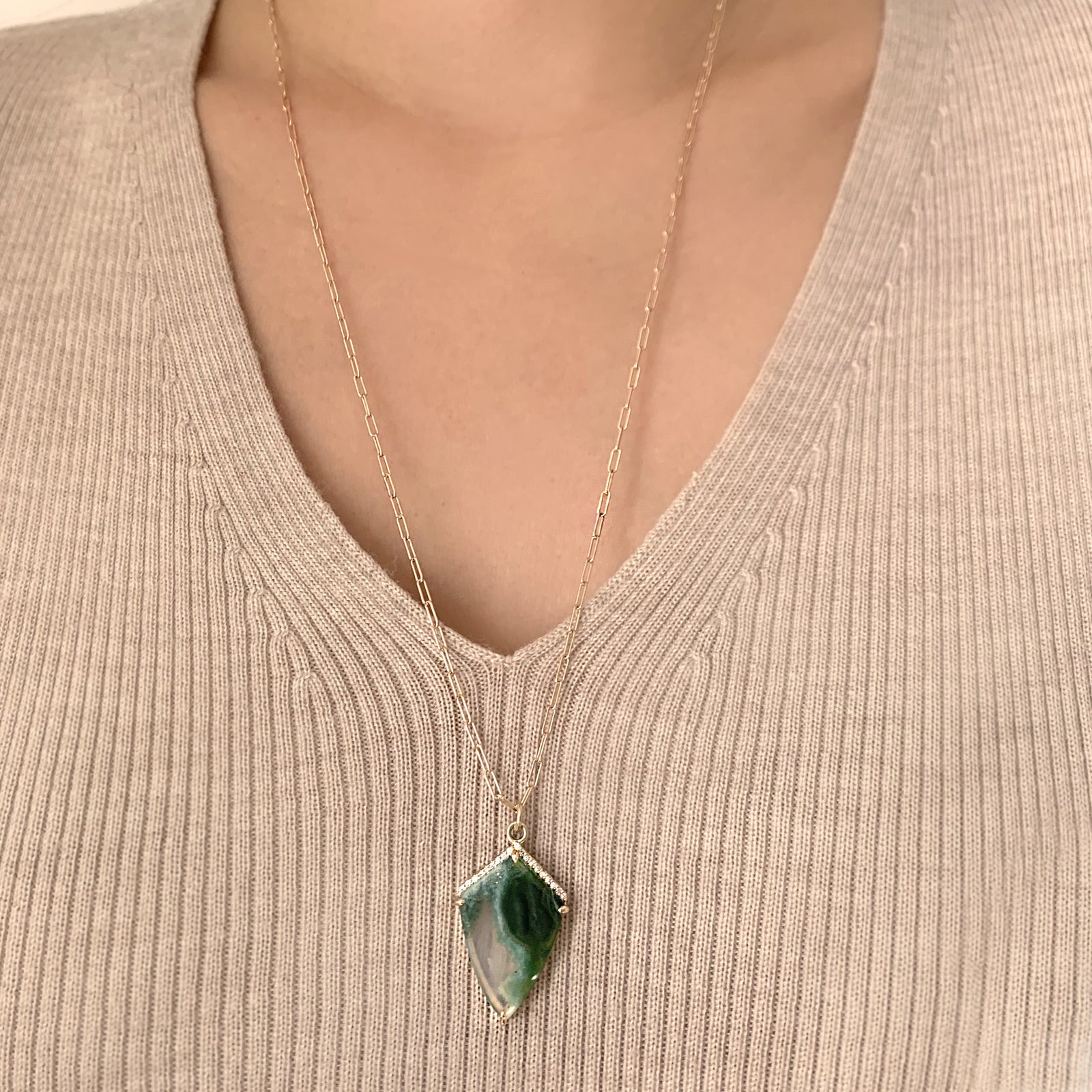 Shield Cut Ocean Jasper Necklace, Jamie Park Jewelry