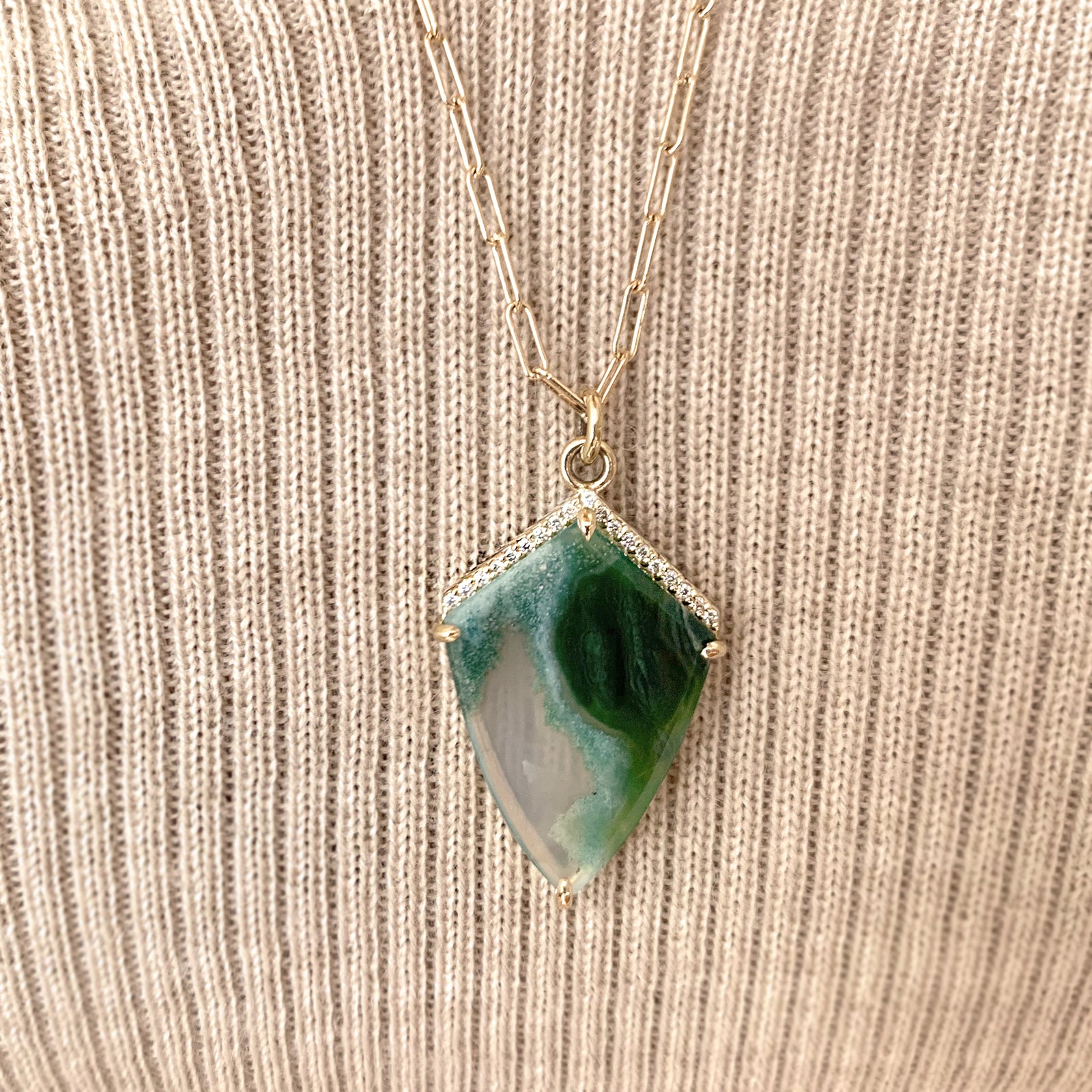 Shield Cut Ocean Jasper Necklace, Jamie Park Jewelry