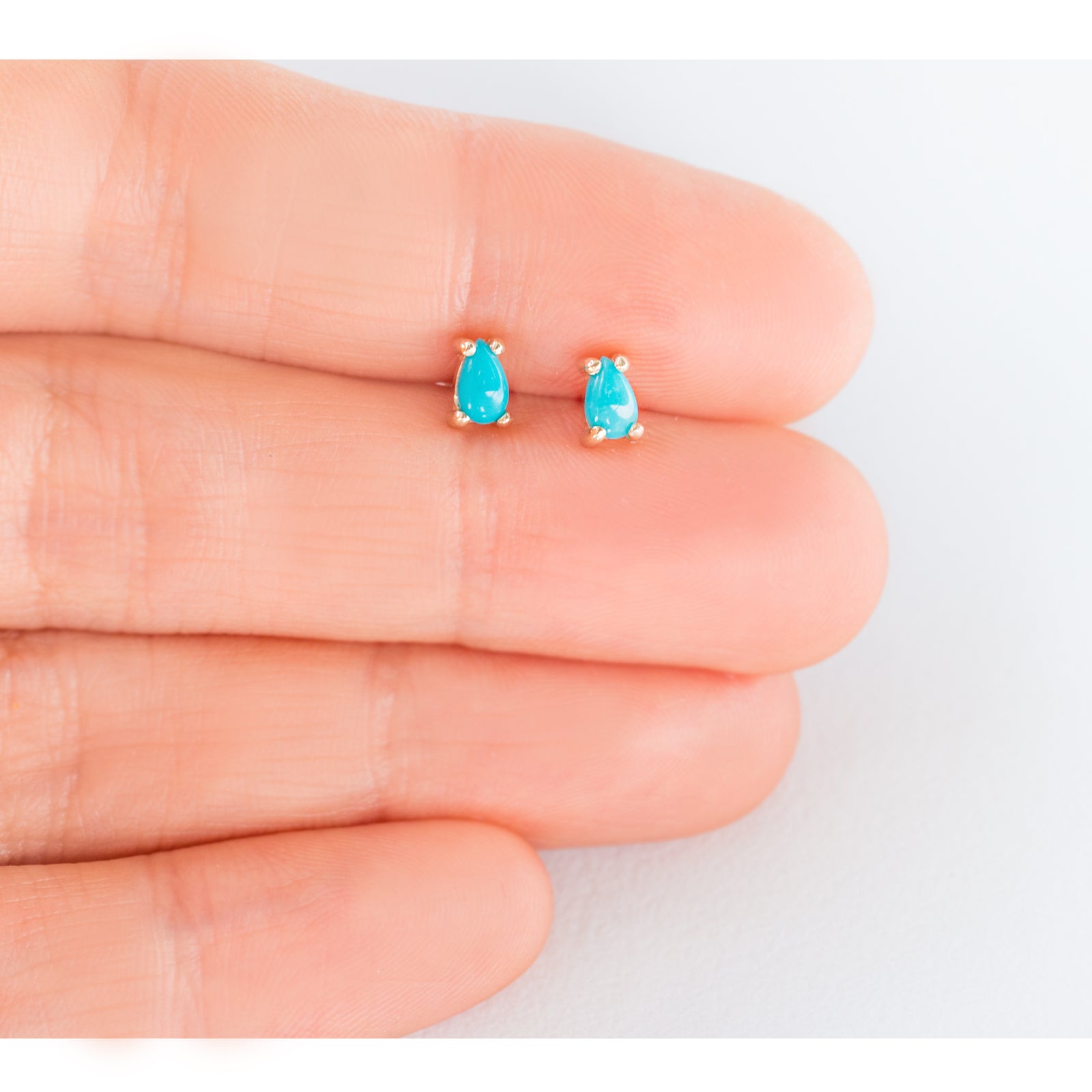 Pear Cut Turquoise Stud Earrings