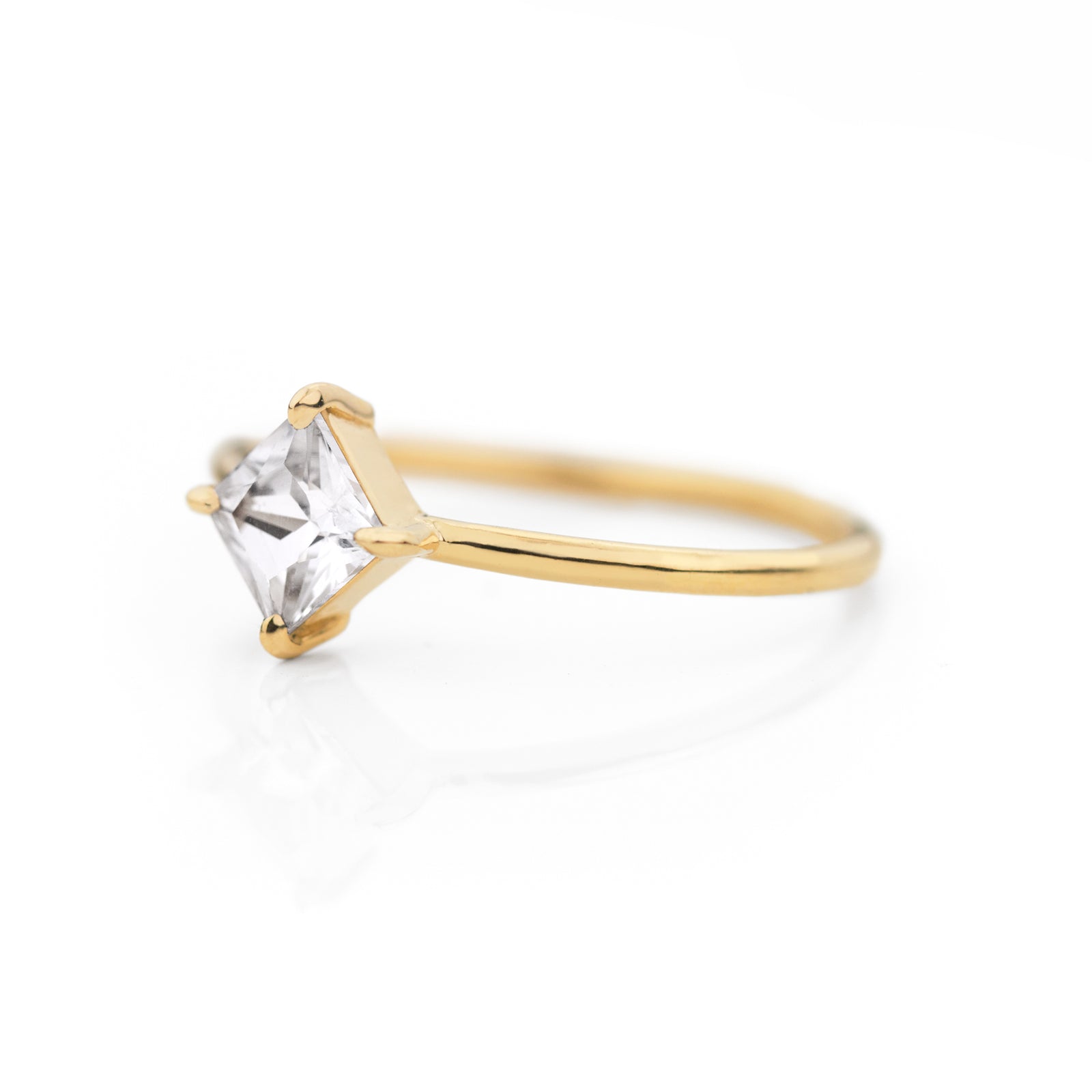 Princess cut white sapphire ring by Jamie Park Jewelry