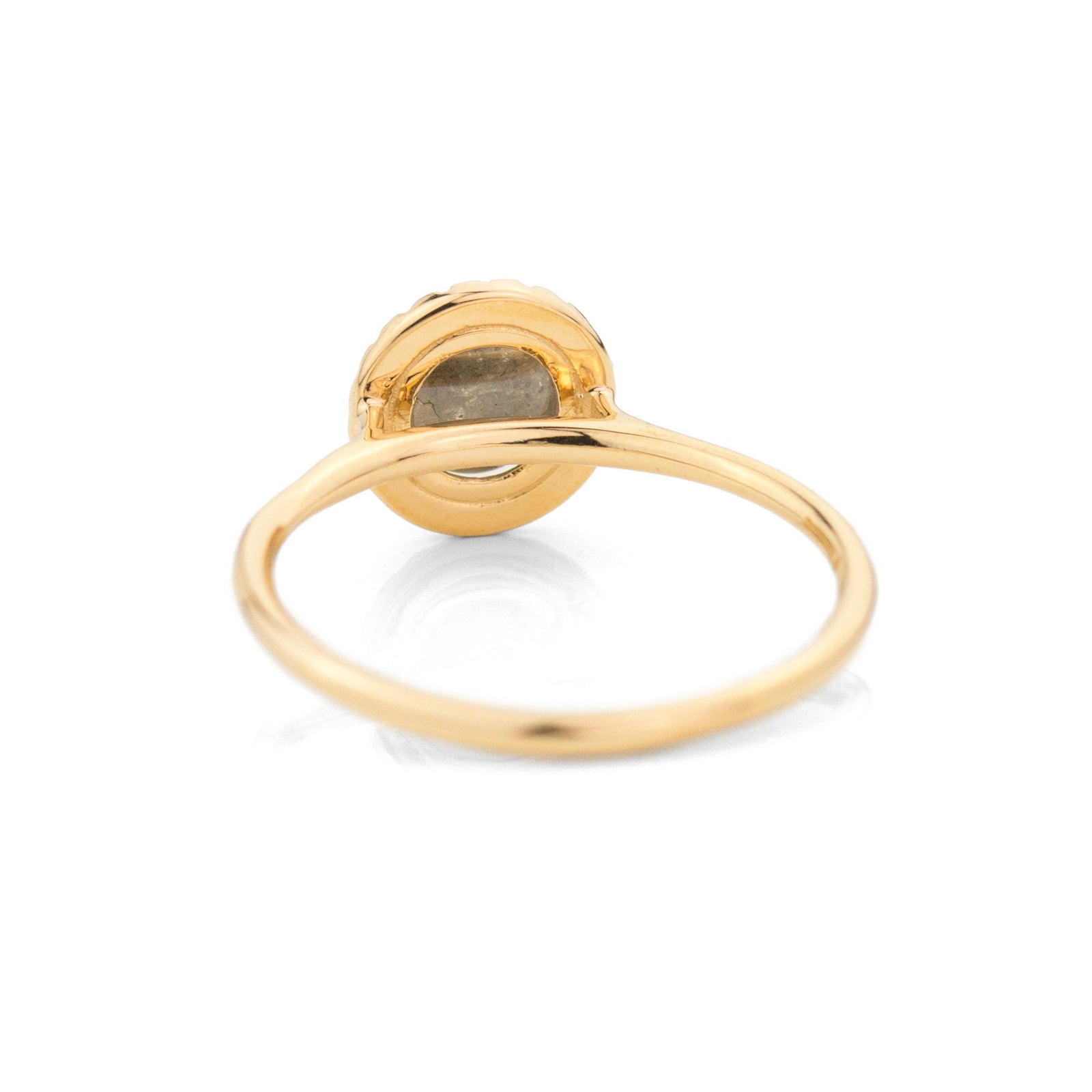 Round Halo Salt and Pepper Diamond Ring by Jamie Park Jewelry