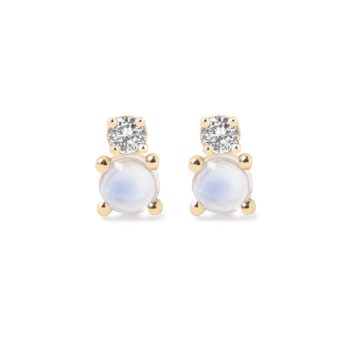 Add a playful touch to your everyday look with the Mini Moonstone Diamond Earrings. The magical moonstone and sparkly diamonds make these earrings perfect for any occasions.&amp;nbsp;