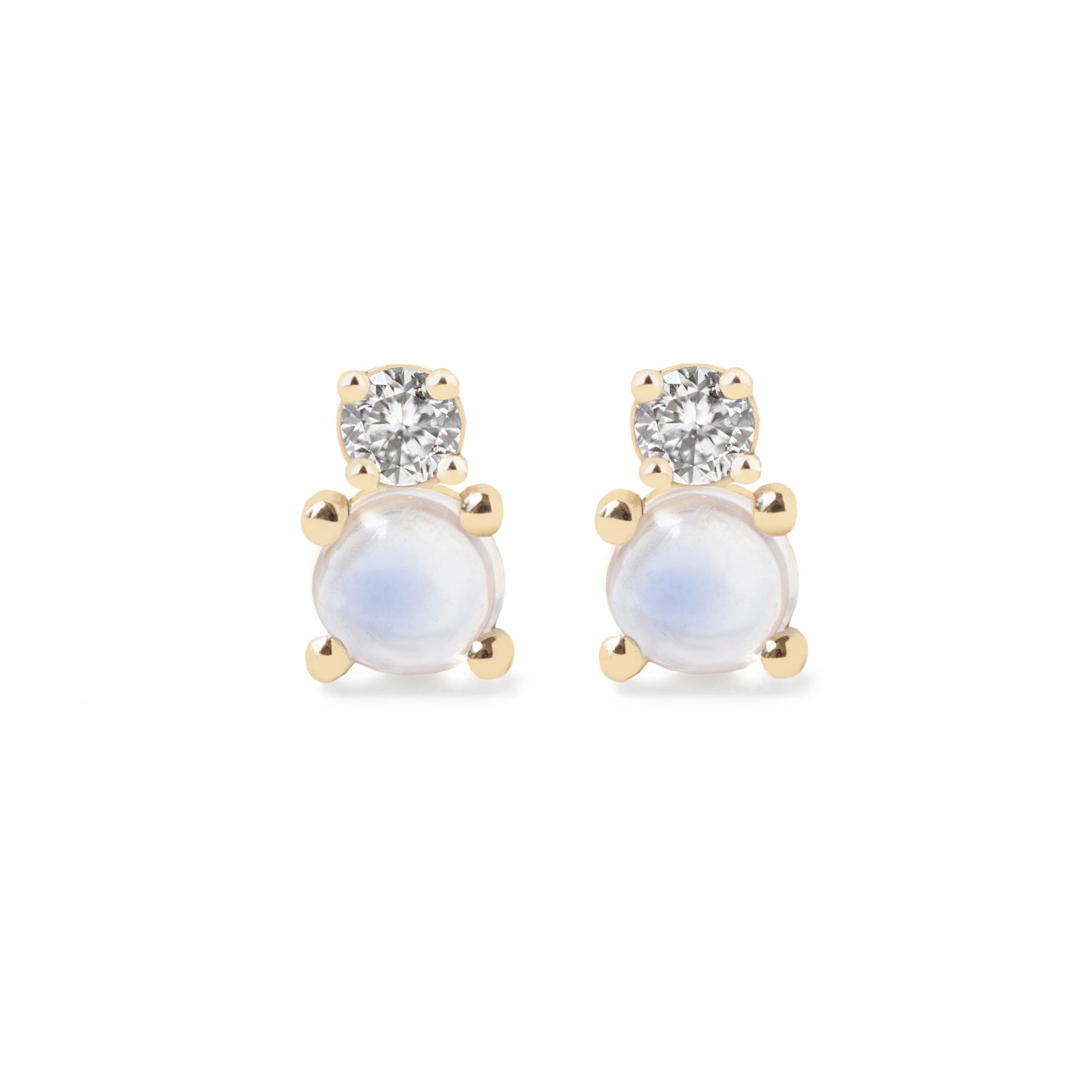 Add a playful touch to your everyday look with the Mini Moonstone Diamond Earrings. The magical moonstone and sparkly diamonds make these earrings perfect for any occasions.&nbsp;