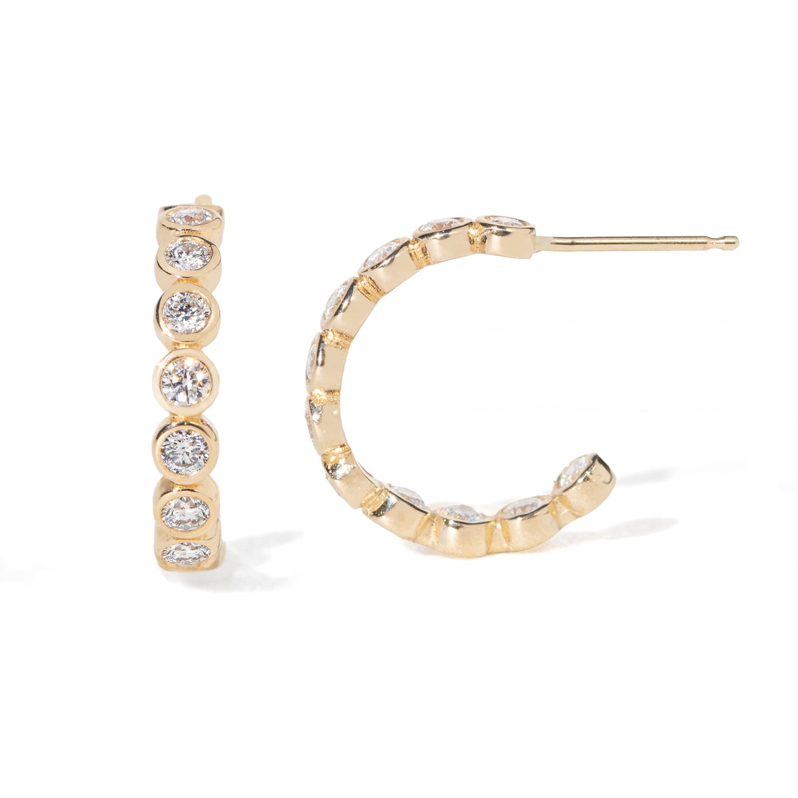 Medium Luxe Diamond Bezel Hoops