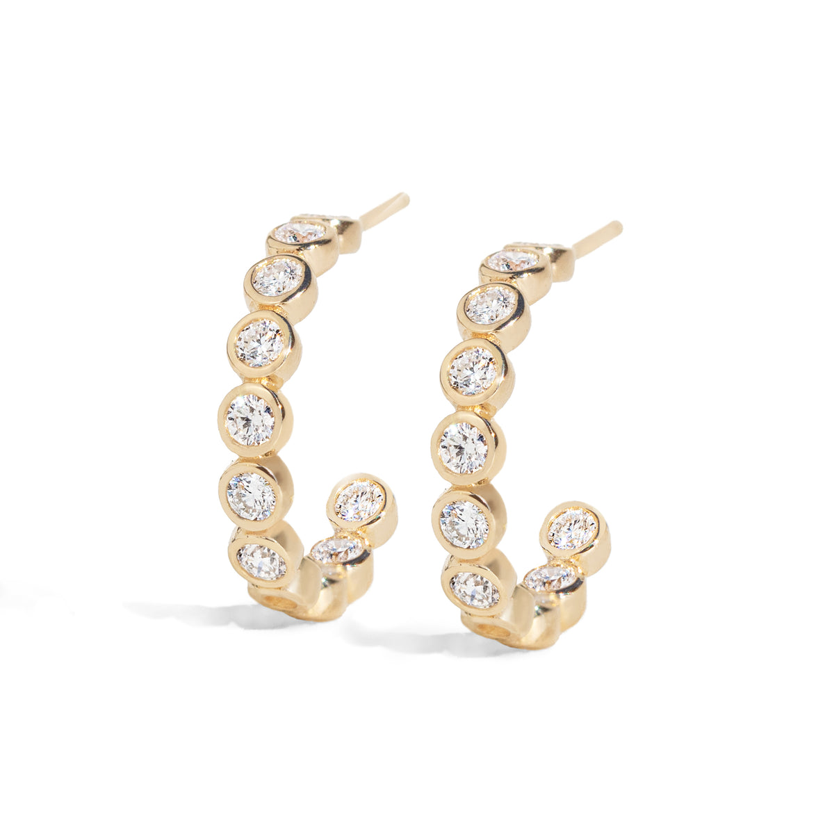 Medium Luxe Diamond Bezel Hoops