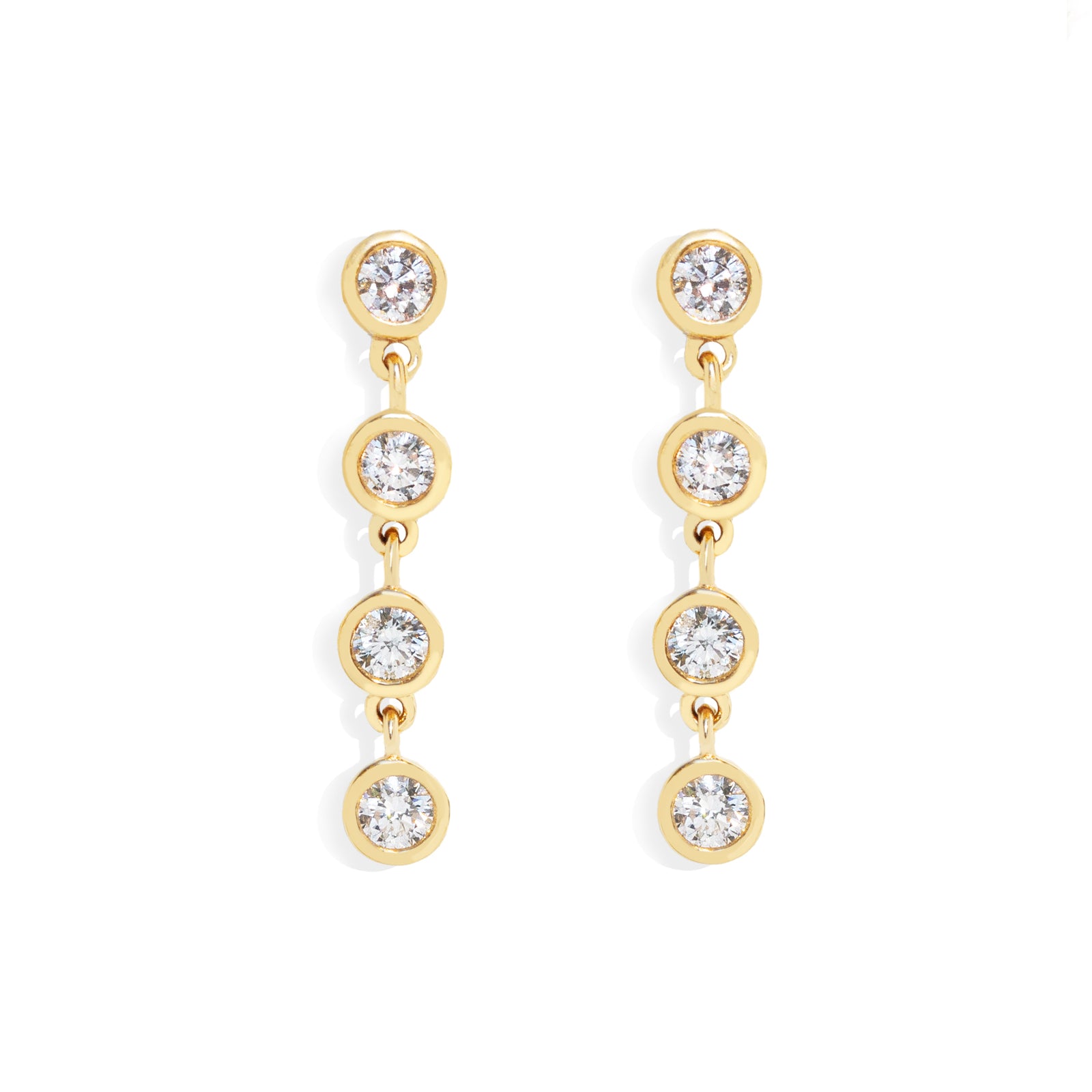 These timeless Diamond Links Earrings are perfect for everyday wear. They will radiate with every movement. Featuring natural diamonds set in 14k bezel links, designed in an earring post style.