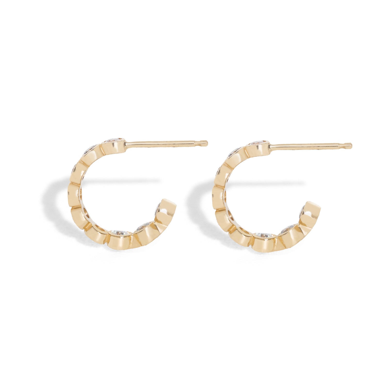 Small Luxe Diamond Bezel Hoops