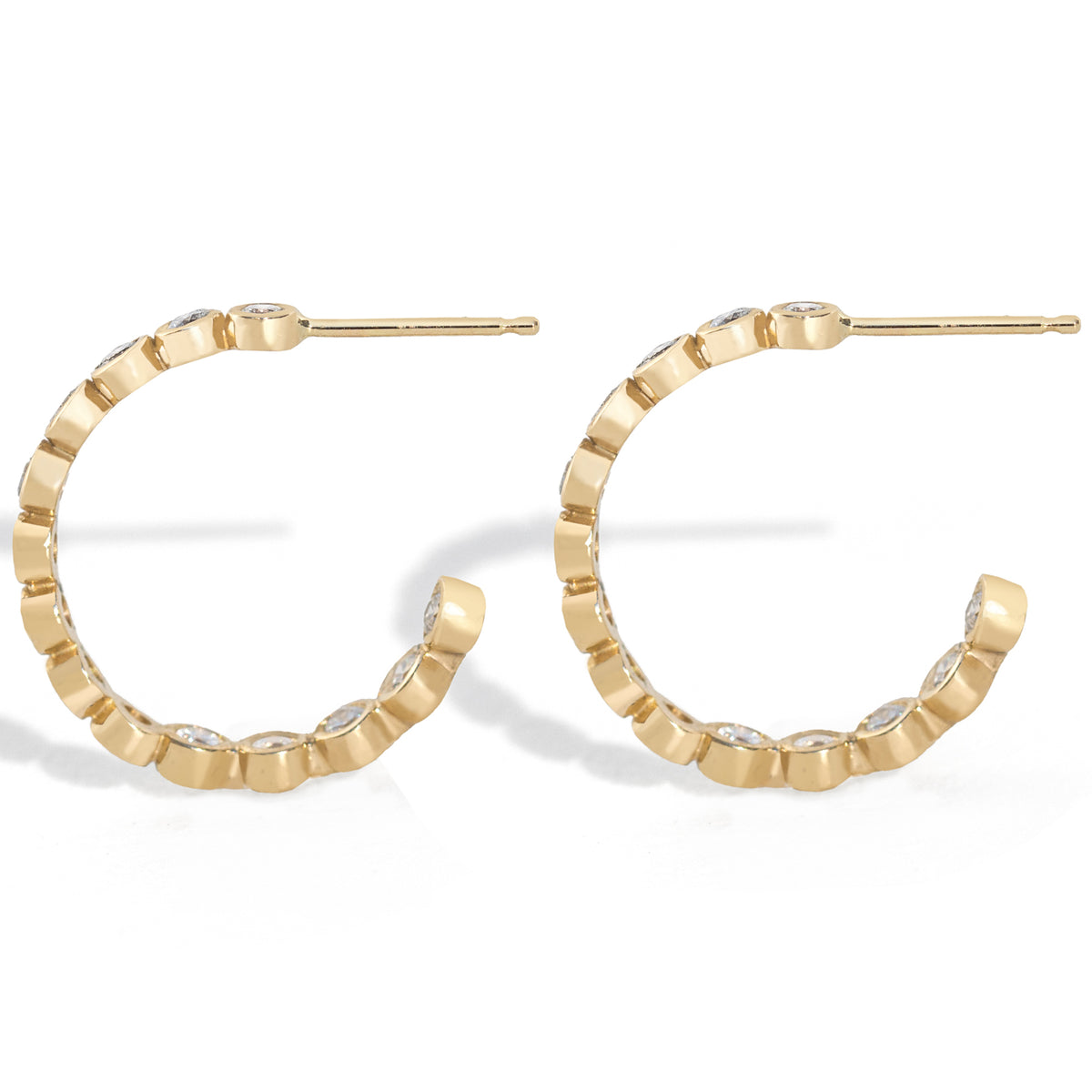 Large Luxe Diamond Bezel Hoops