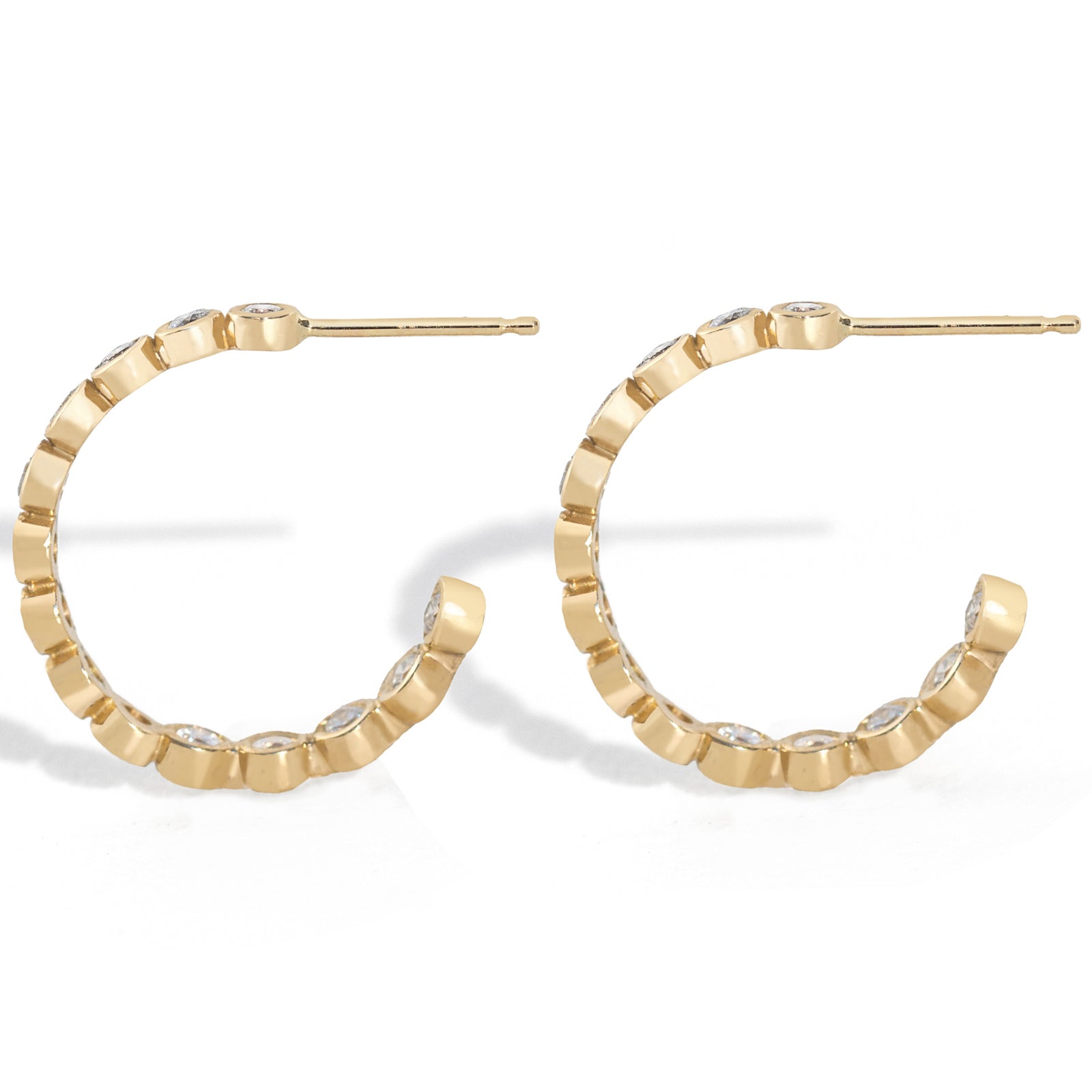 Large Luxe Diamond Bezel Hoops