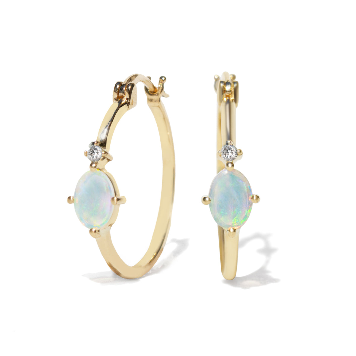 Opal Diamond Hoops