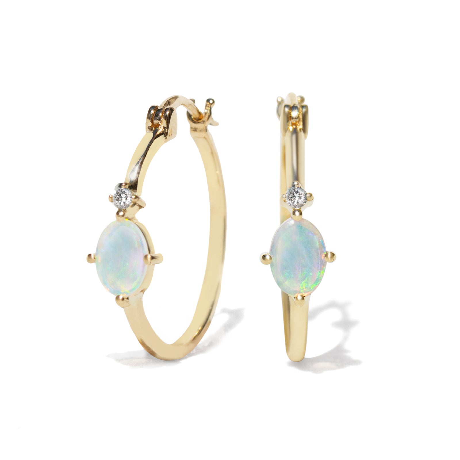 Opal Diamond Hoops