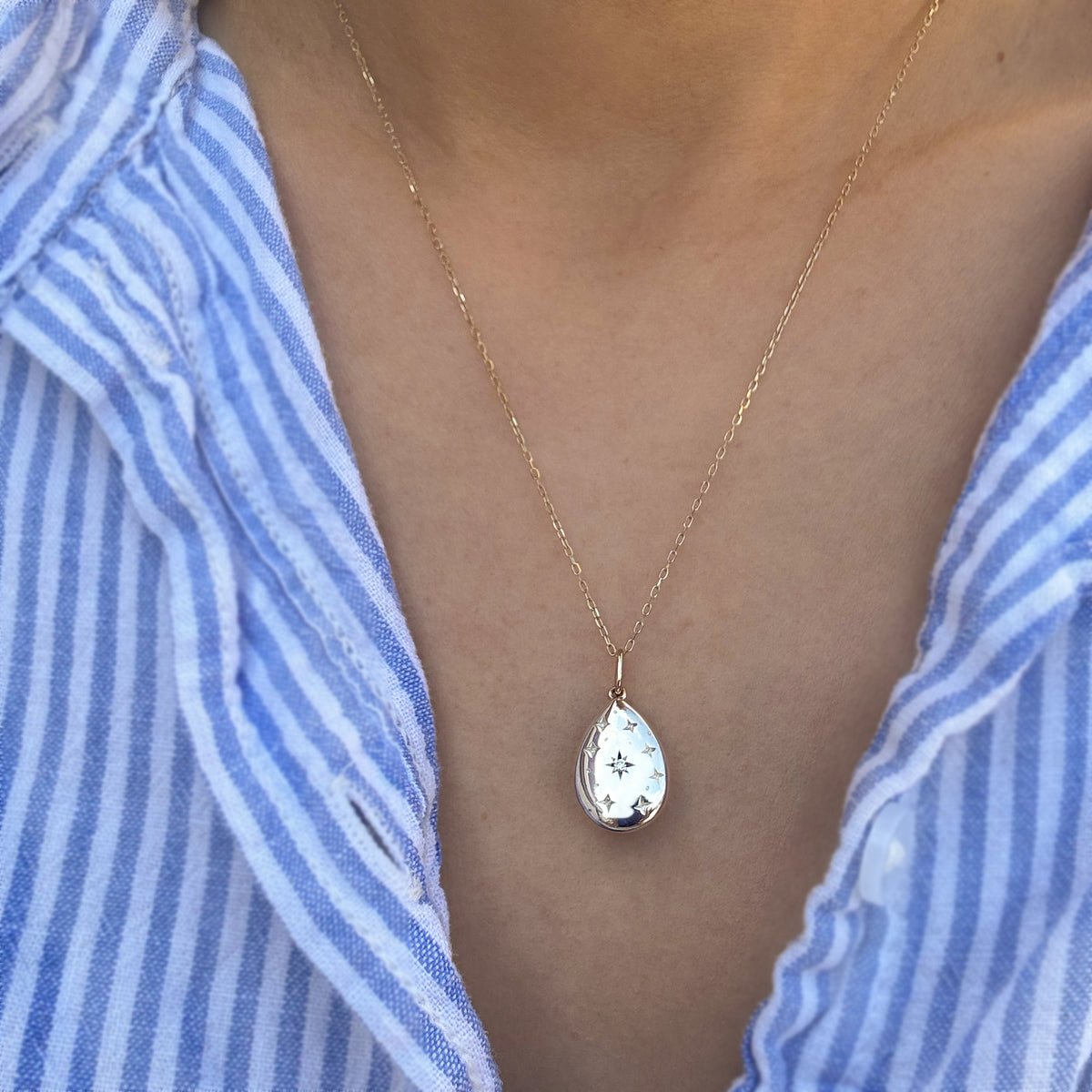 Aquamarine Double-Sided Drop Necklace