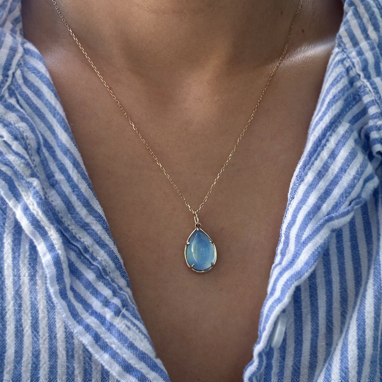 Aquamarine Double-Sided Drop Necklace