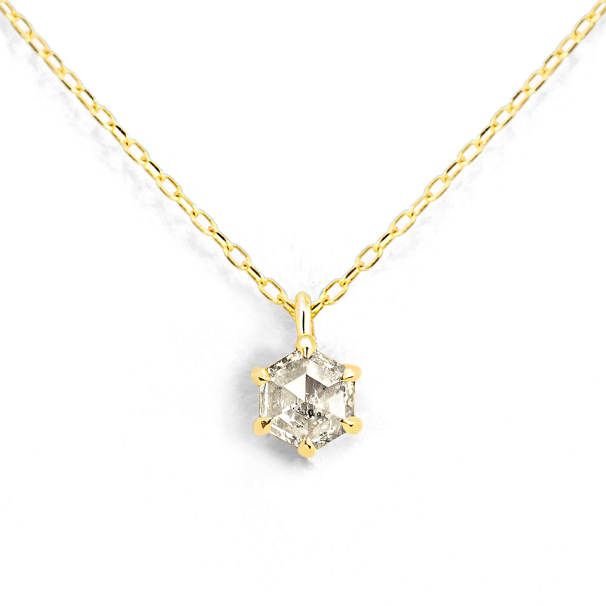 Hexagon Salt and Pepper Diamond Necklace