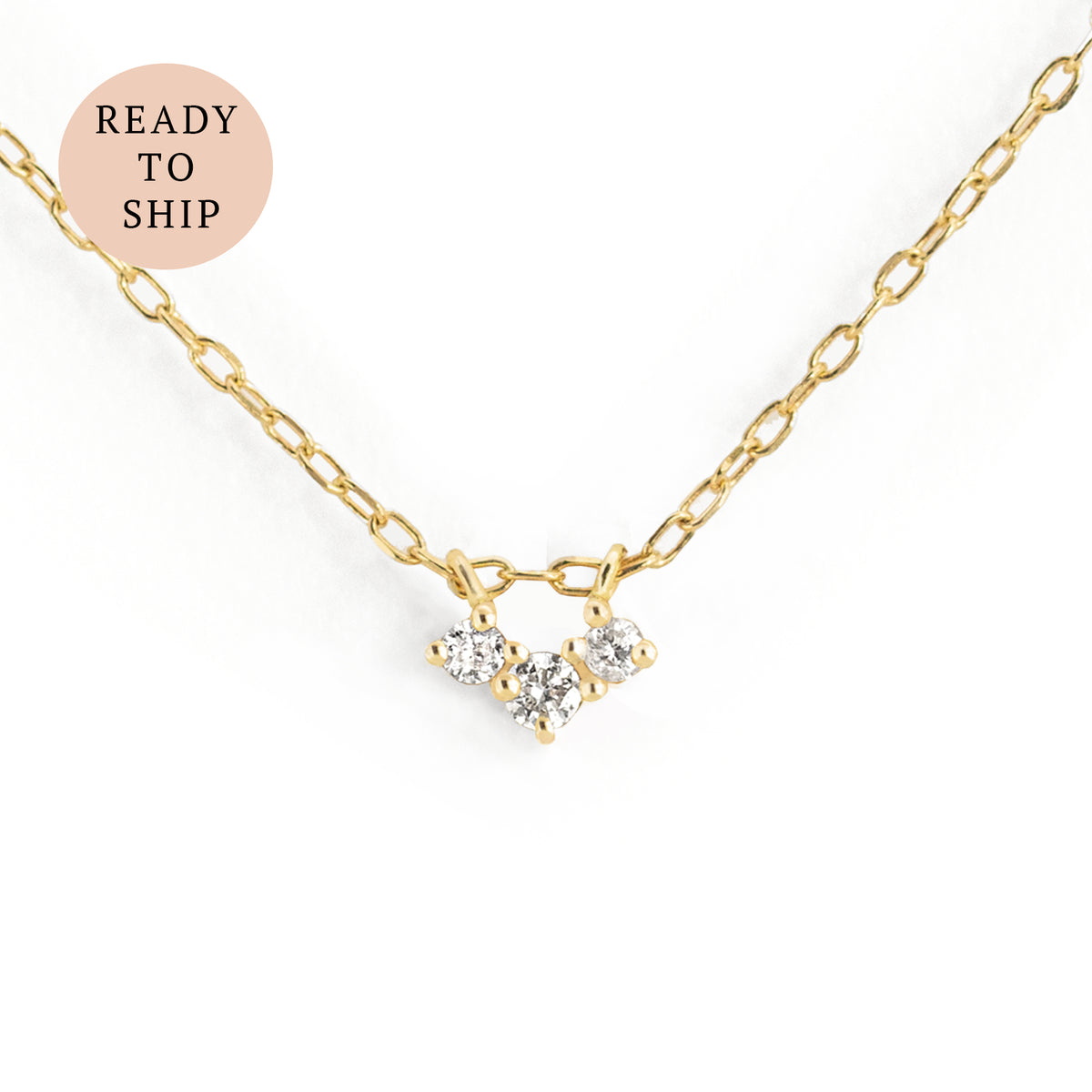 Jamie Park Jewelry - Three Diamond Necklace - Upgrade everyday looks with this classic dainty three diamond necklace. Perfect for day or night, this piece is perfect for wearing on special occasions or adding a touch of sparkles to your everyday look.