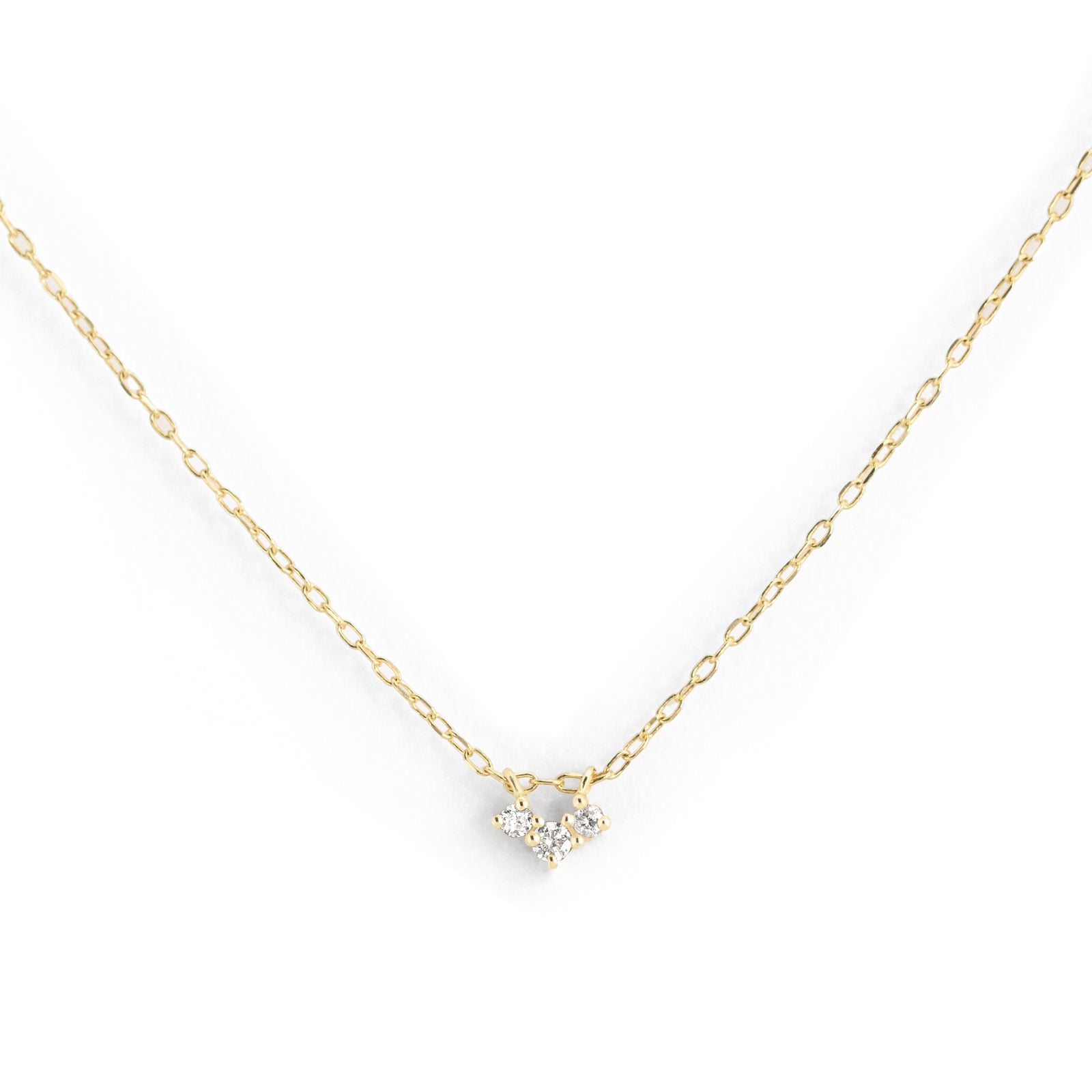 Jamie Park Jewelry - Three Diamond Necklace - Upgrade everyday looks with this classic dainty three diamond necklace. Perfect for day or night, this piece is perfect for wearing on special occasions or adding a touch of sparkles to your everyday look.
