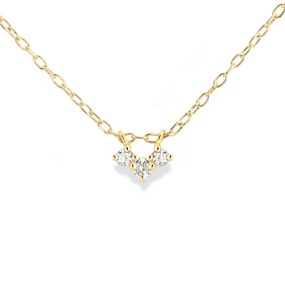 Jamie Park Jewelry - Three Diamond Necklace Upgrade everyday looks with this classic dainty diamond necklace. Perfect for day or night, this piece is perfect for wearing on special occasions or adding a touch of sparkles&amp;nbsp;to your everyday look.