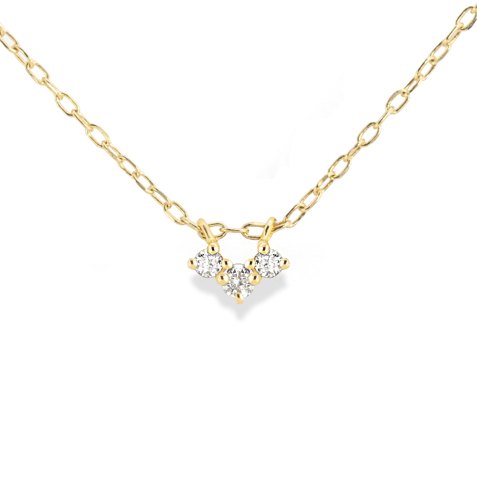 Jamie Park Jewelry - Three Diamond Necklace Upgrade everyday looks with this classic dainty diamond necklace. Perfect for day or night, this piece is perfect for wearing on special occasions or adding a touch of sparkles&nbsp;to your everyday look.