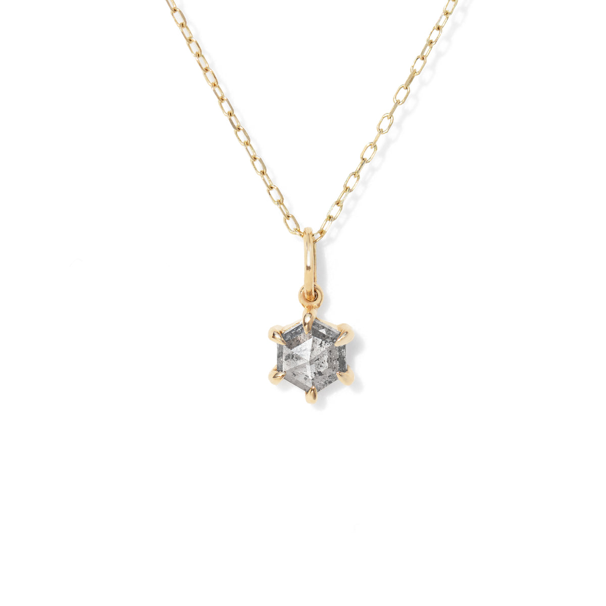Hexagon Salt and Pepper Diamond Necklace