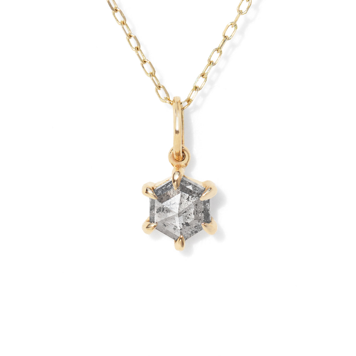 Hexagon Salt and Pepper Diamond Necklace