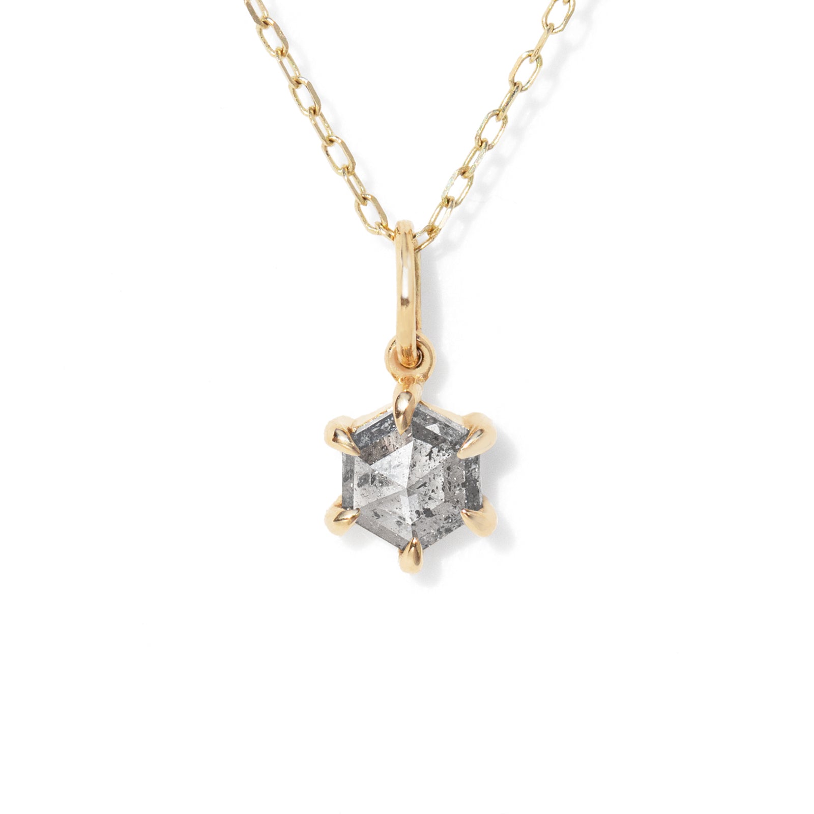 Hexagon Salt and Pepper Diamond Necklace